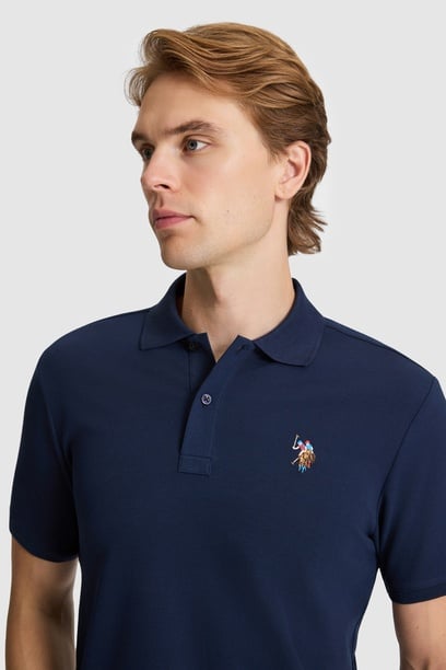 Erkek Lacivert Regular Fit Polo Yaka Basic Tişört