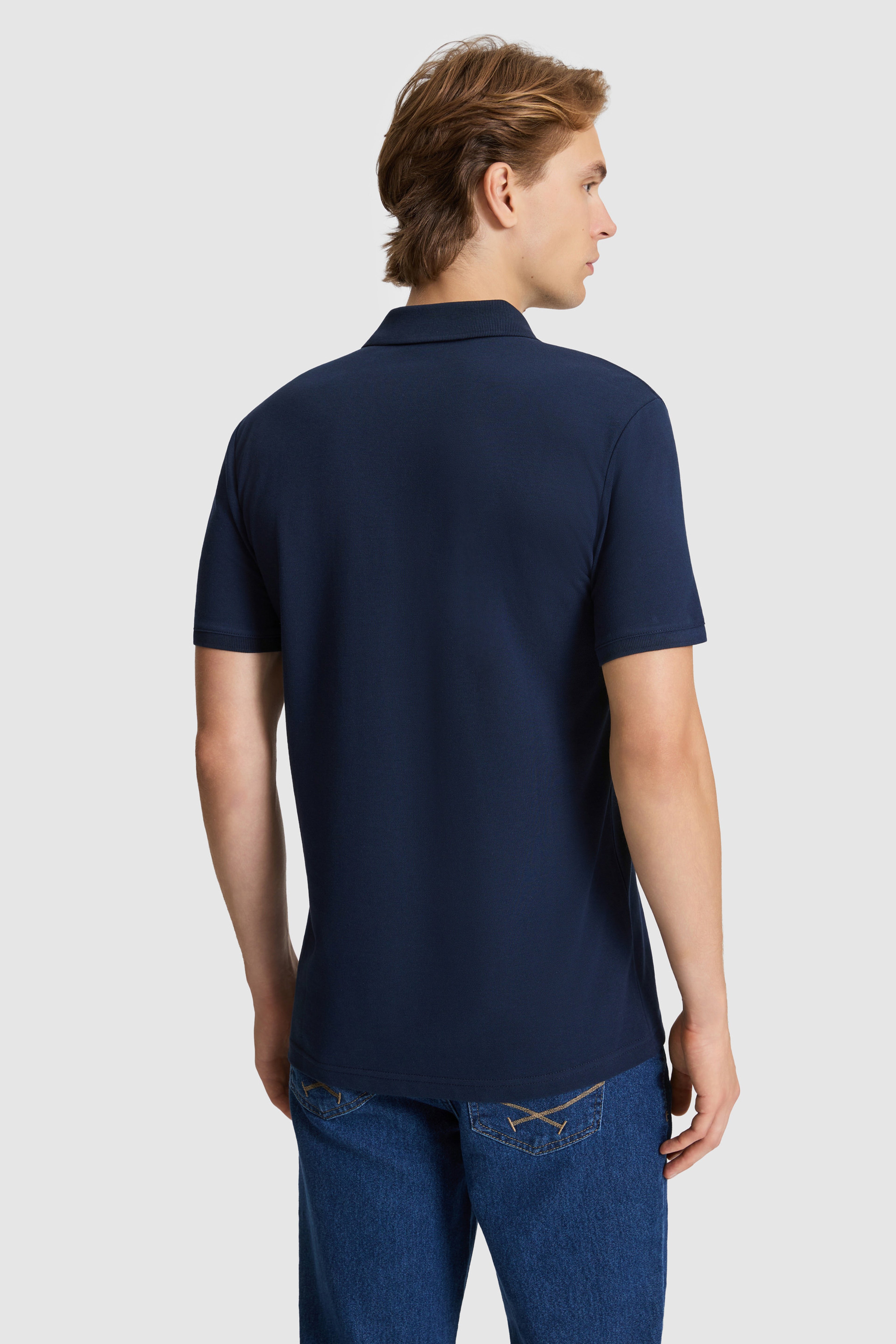 Erkek Lacivert Regular Fit Polo Yaka Basic Tişört - Image 6