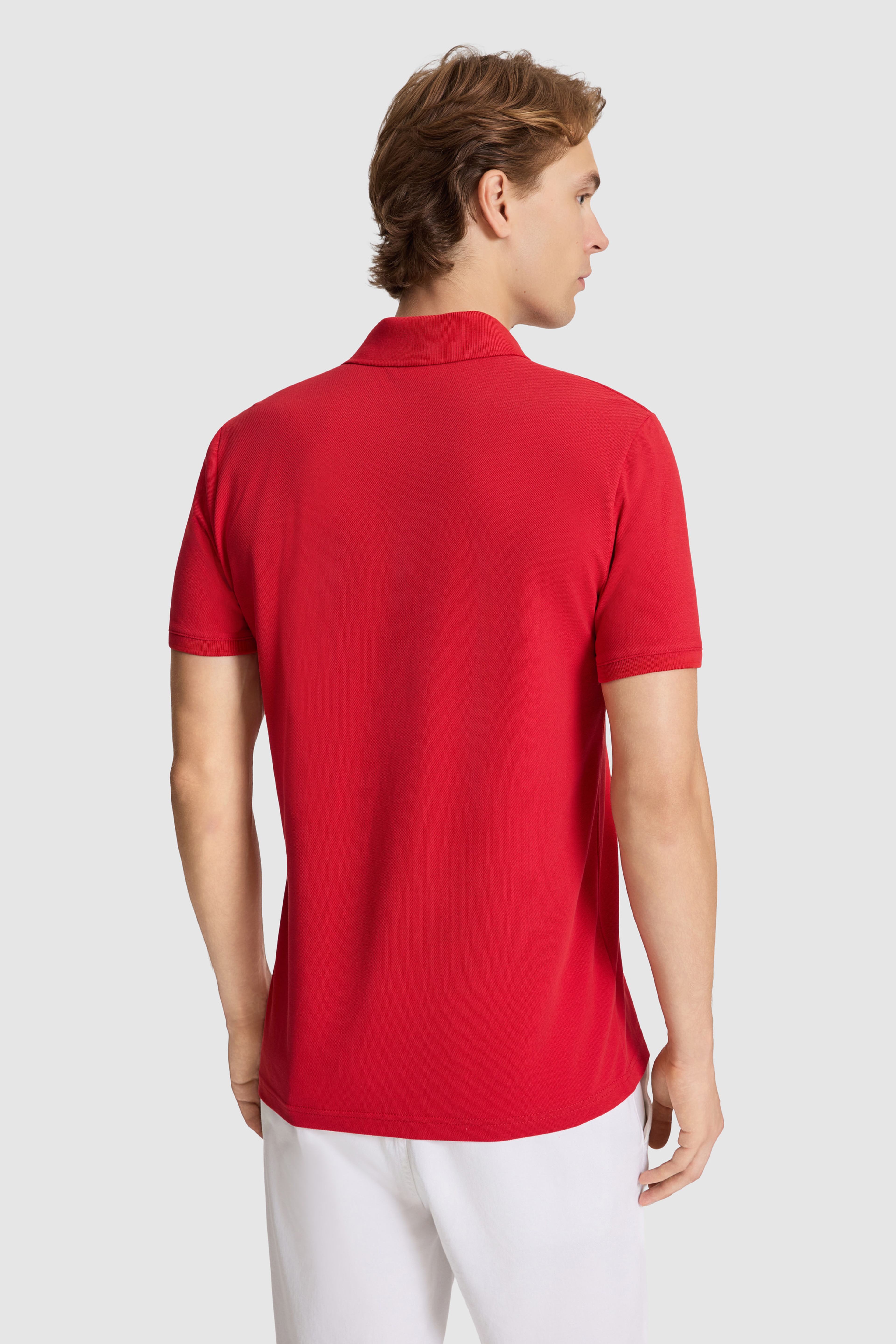 Erkek Kırmızı Regular Fit Polo Yaka Basic Tişört
