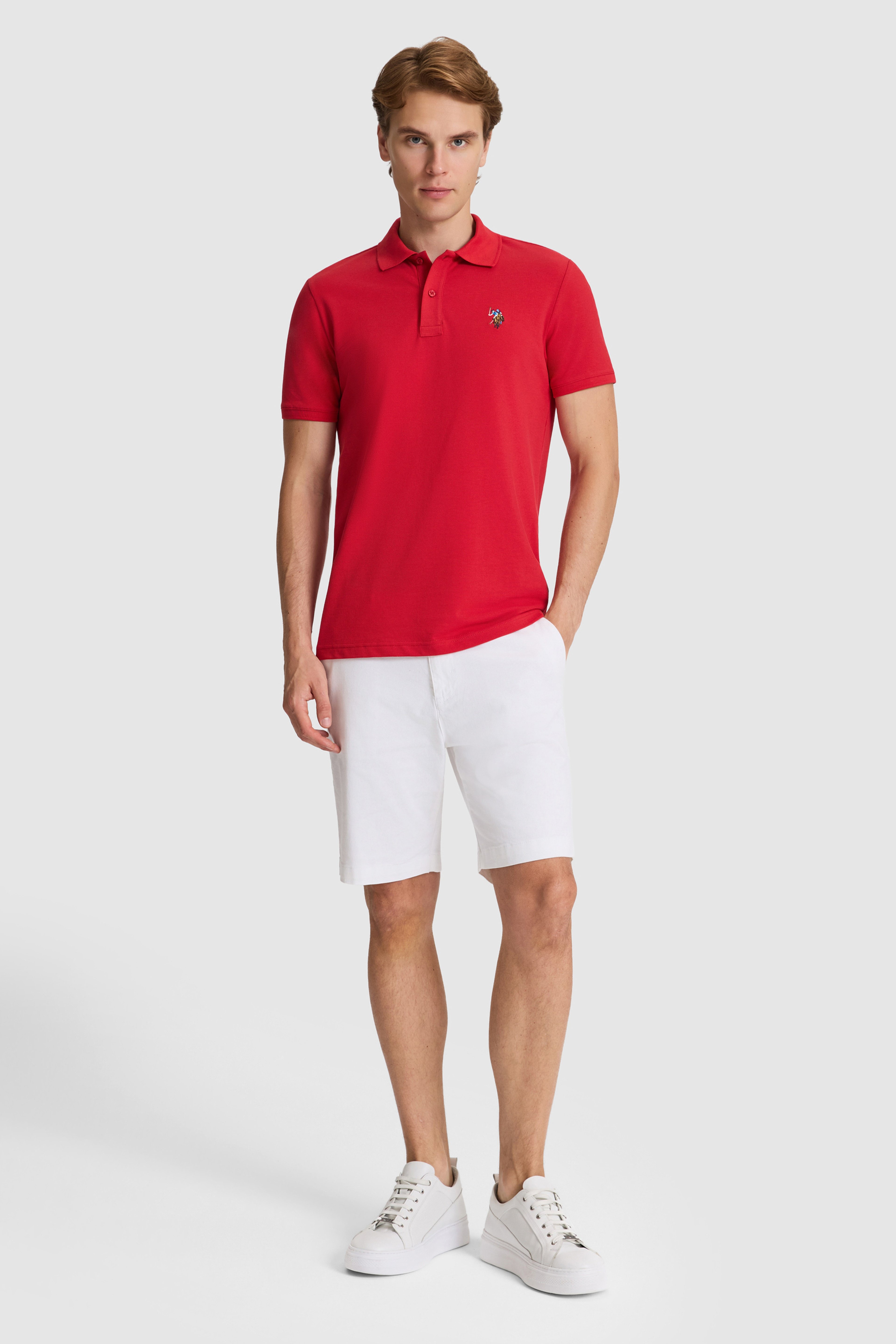 Erkek Kırmızı Regular Fit Polo Yaka Basic Tişört