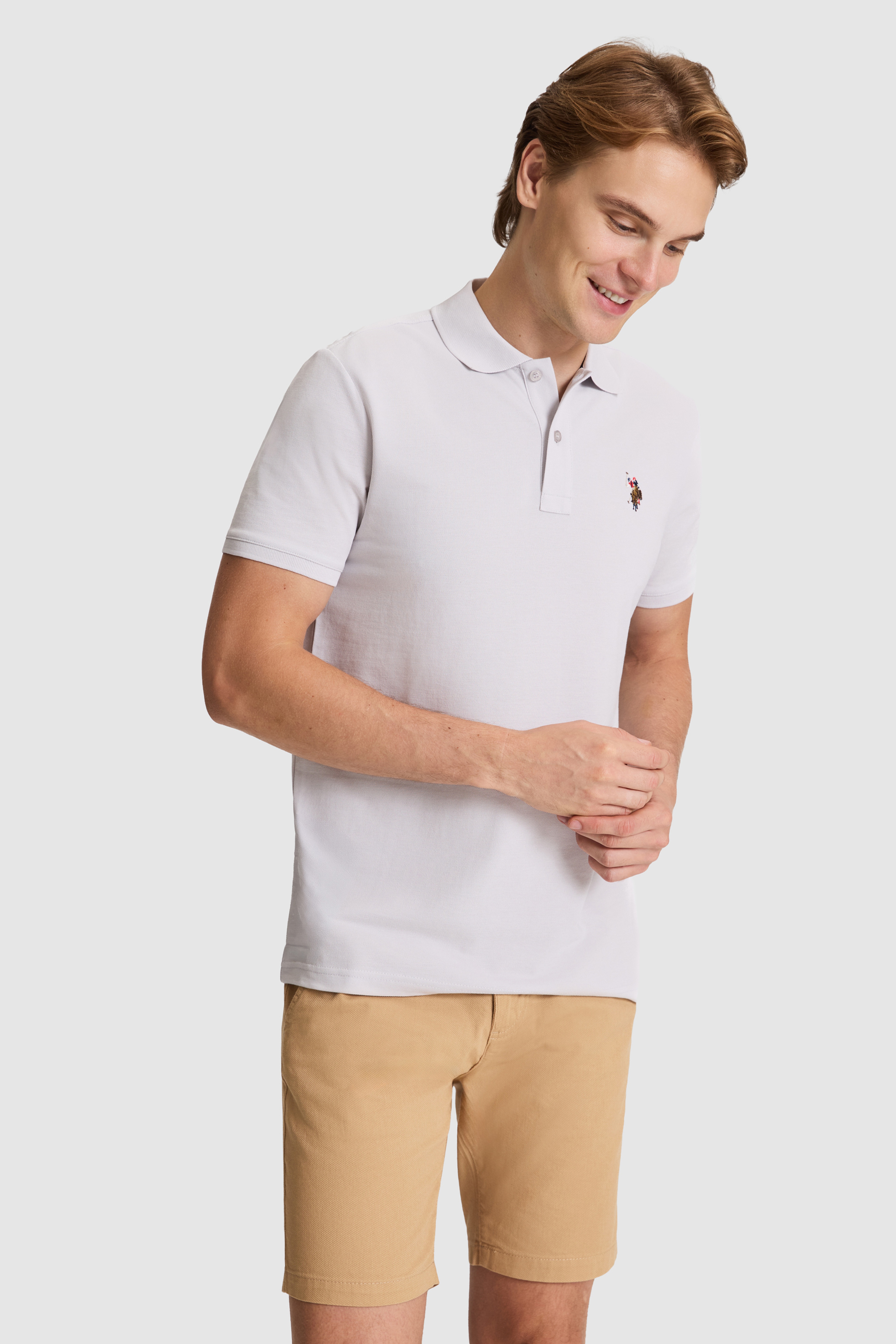 Erkek Açık Gri Regular Fit Polo Yaka Basic Tişört - Image 3