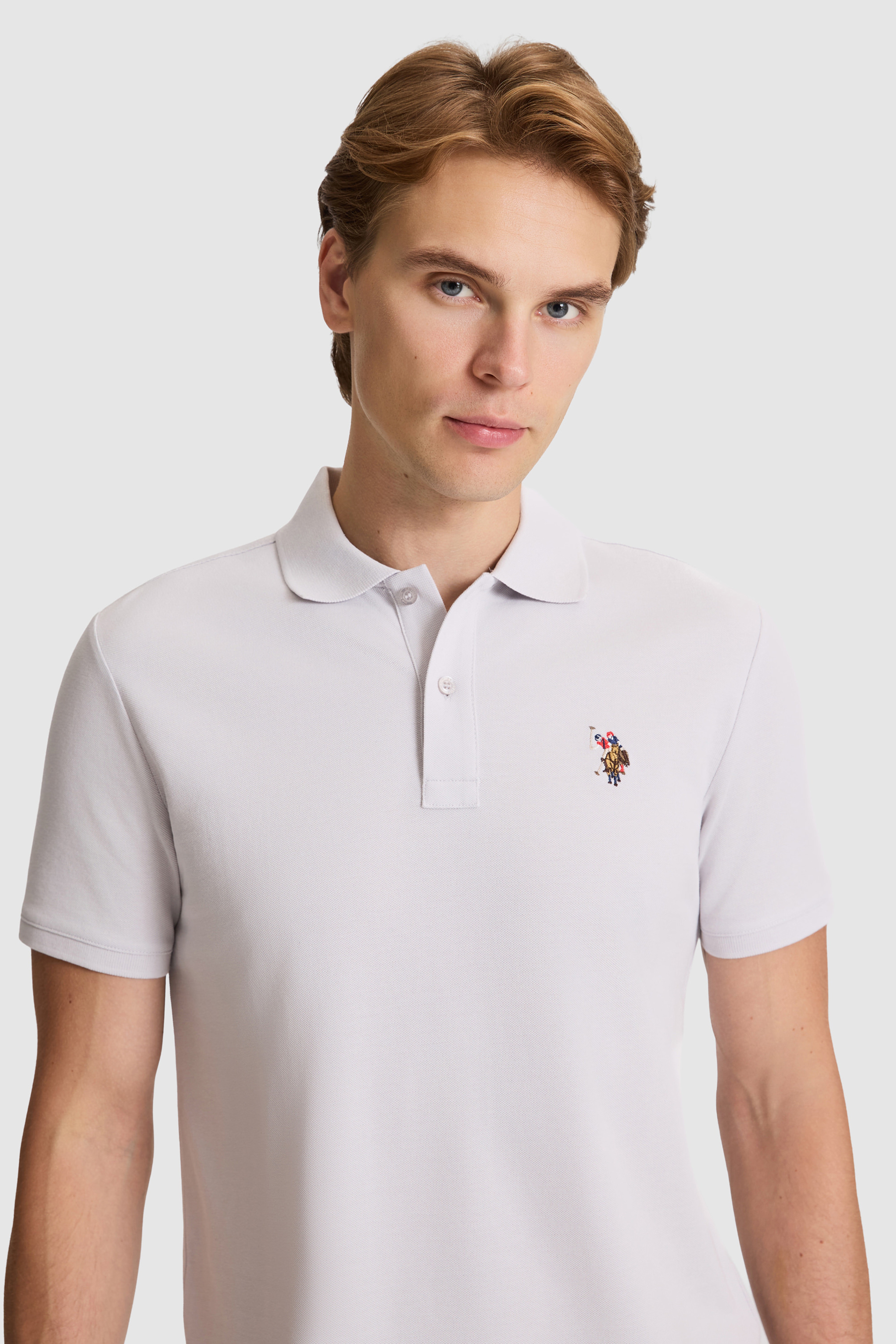 Erkek Açık Gri Regular Fit Polo Yaka Basic Tişört - Image 2