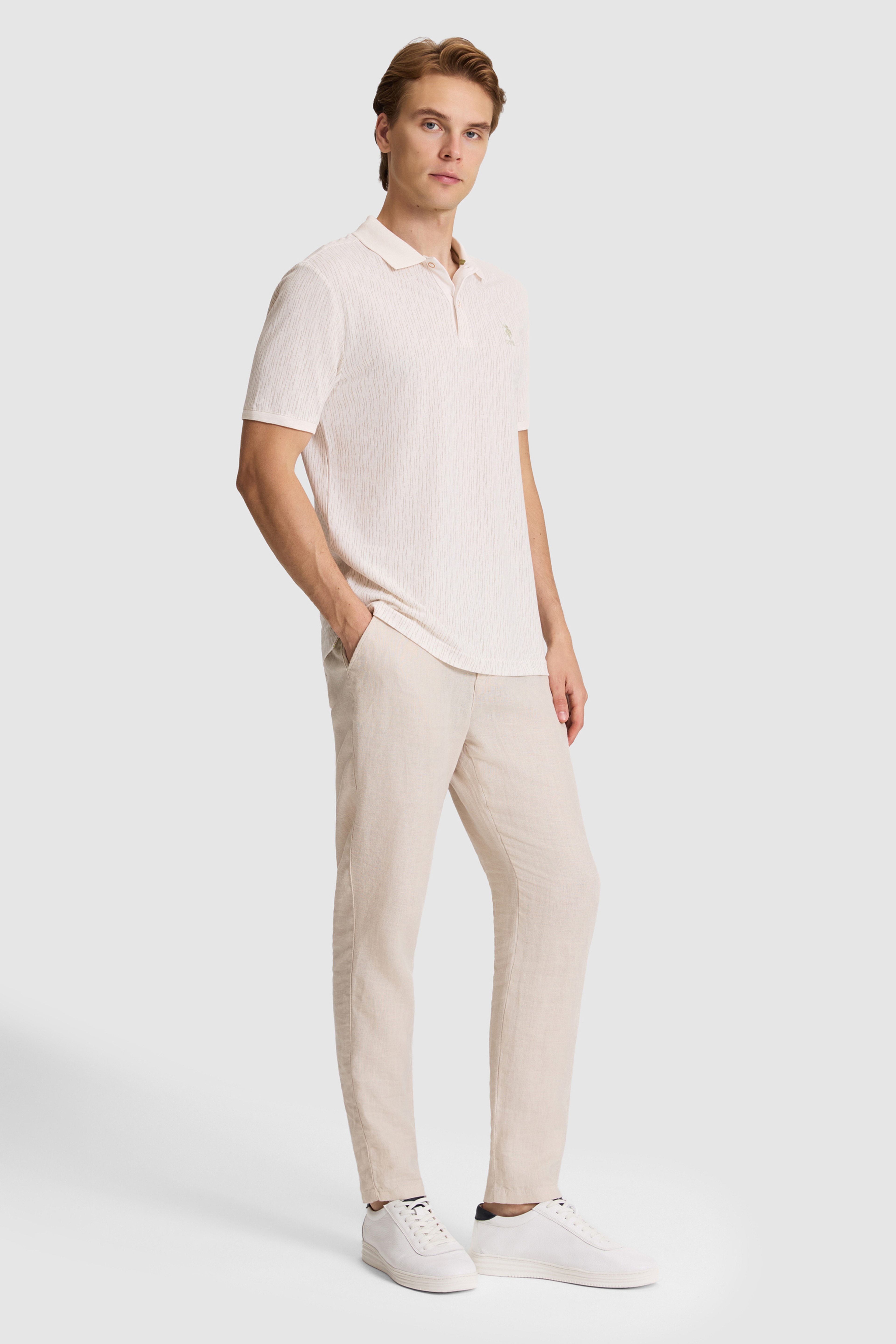 Erkek Açık Haki Regular Fit Polo Yaka Tişört - Image 4