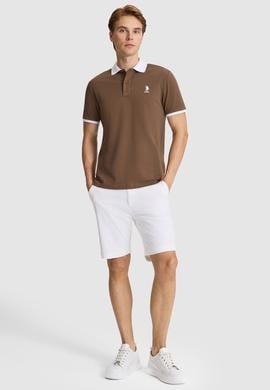 Erkek Kahverengi Regular Fit Polo Yaka Basic Tişört - 50326978023