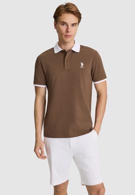 Erkek Kahverengi Regular Fit Polo Yaka Basic Tişört - 50326978023