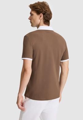 Erkek Kahverengi Regular Fit Polo Yaka Basic Tişört - 50326978023