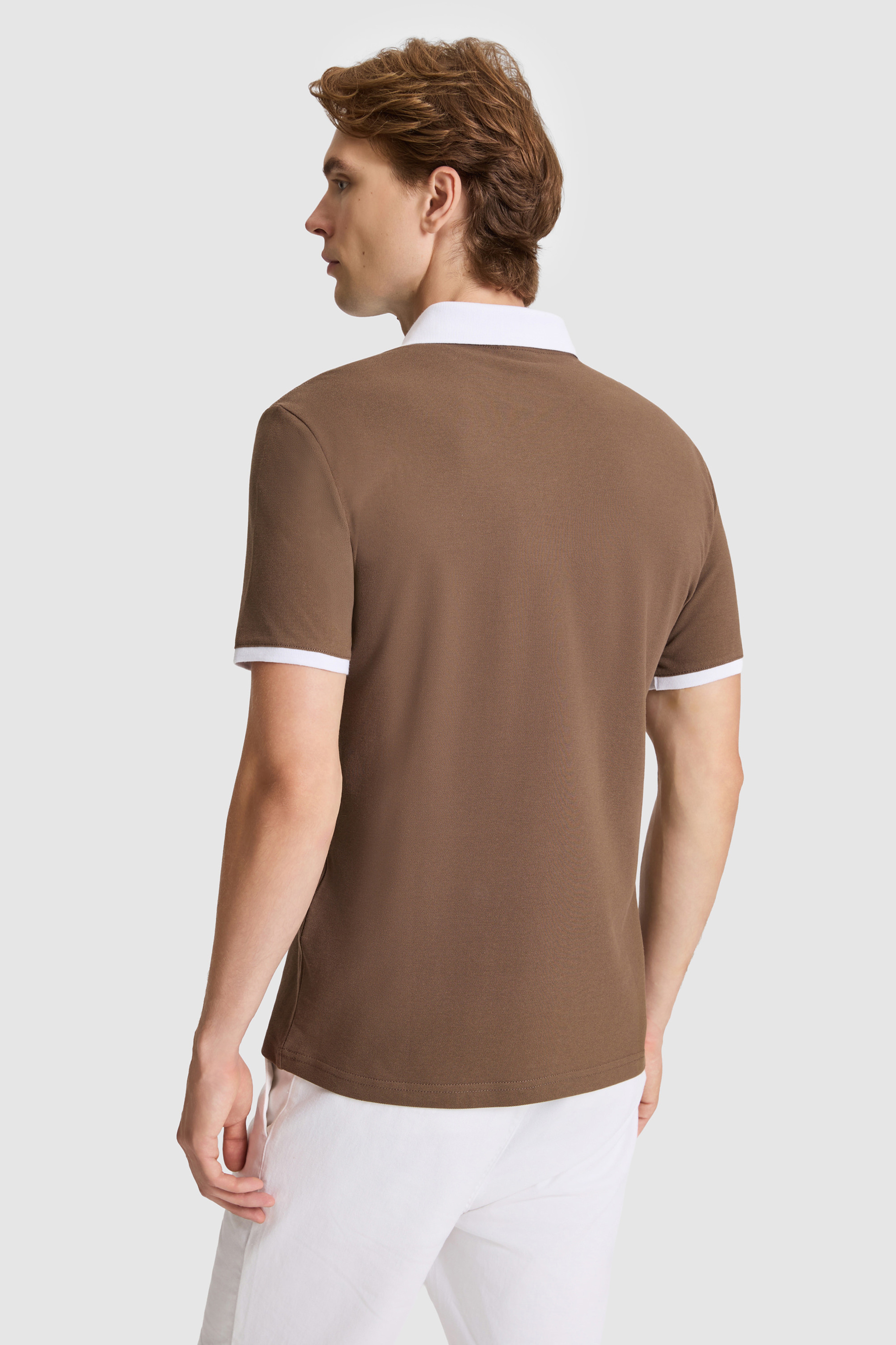 Erkek Kahverengi Regular Fit Polo Yaka Basic Tişört - Image 5