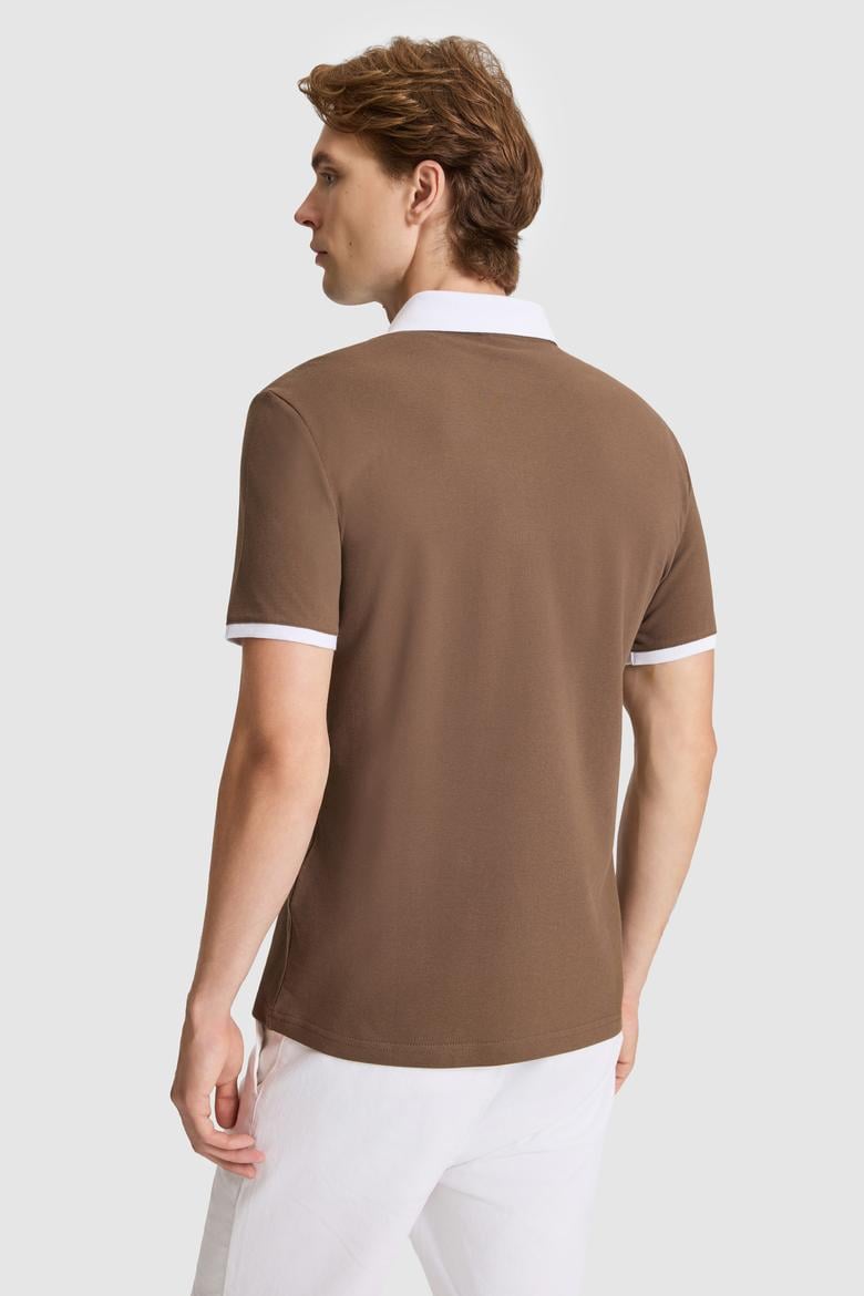 Erkek Kahverengi Regular Fit Polo Yaka Basic Tişört - 50326978023