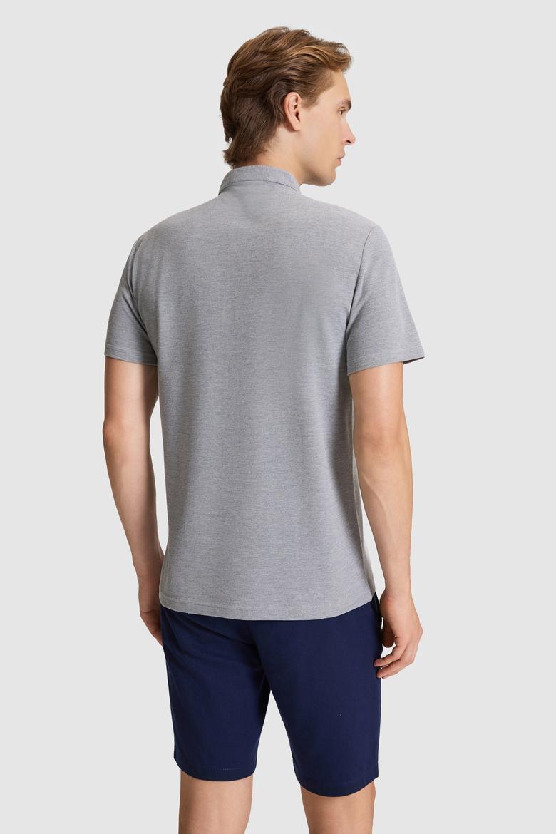 Erkek Gri Melanj Basic Tişört - 50326980034