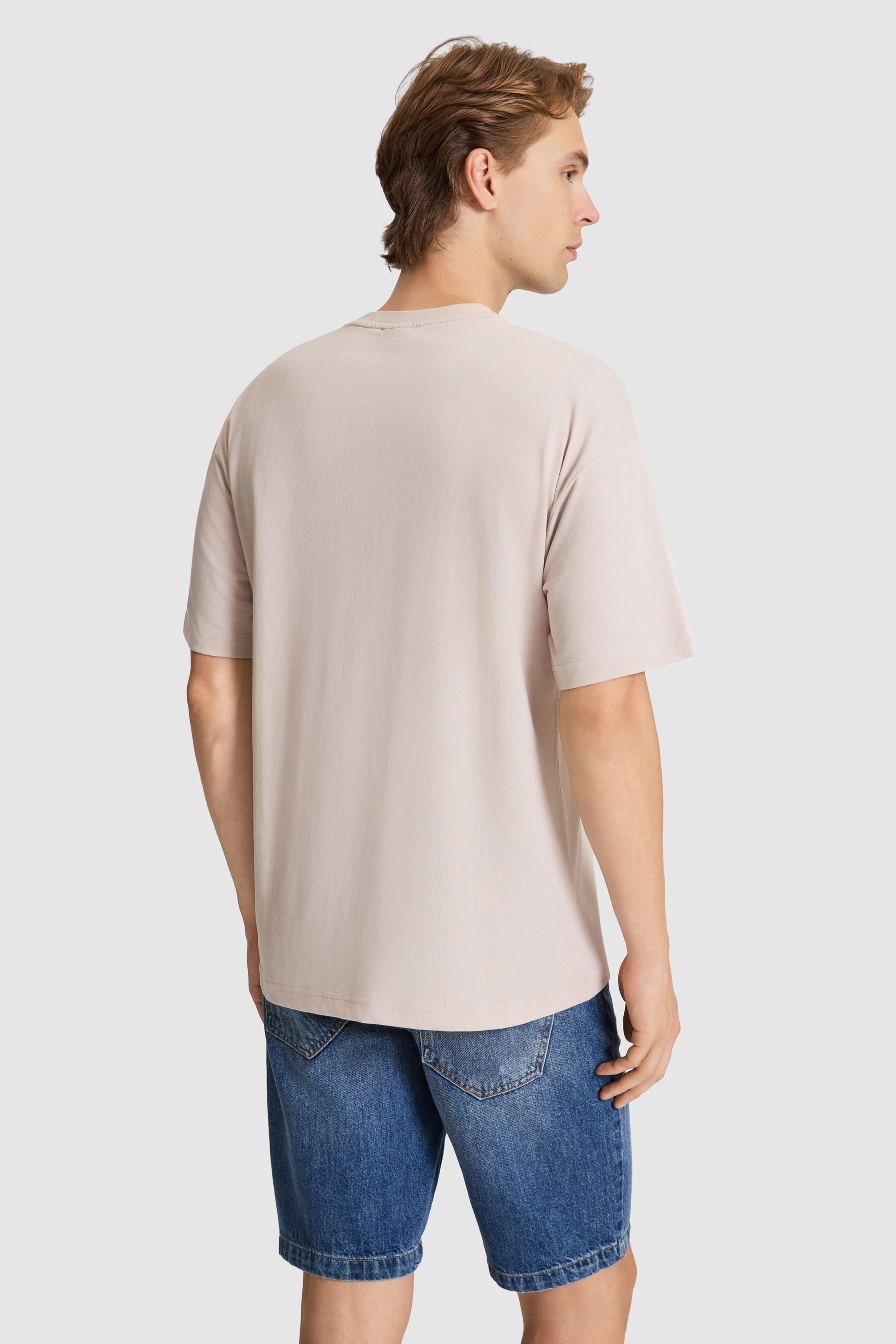 Erkek Taş Comfort Fit Bisiklet Yaka Tişört - Image 5