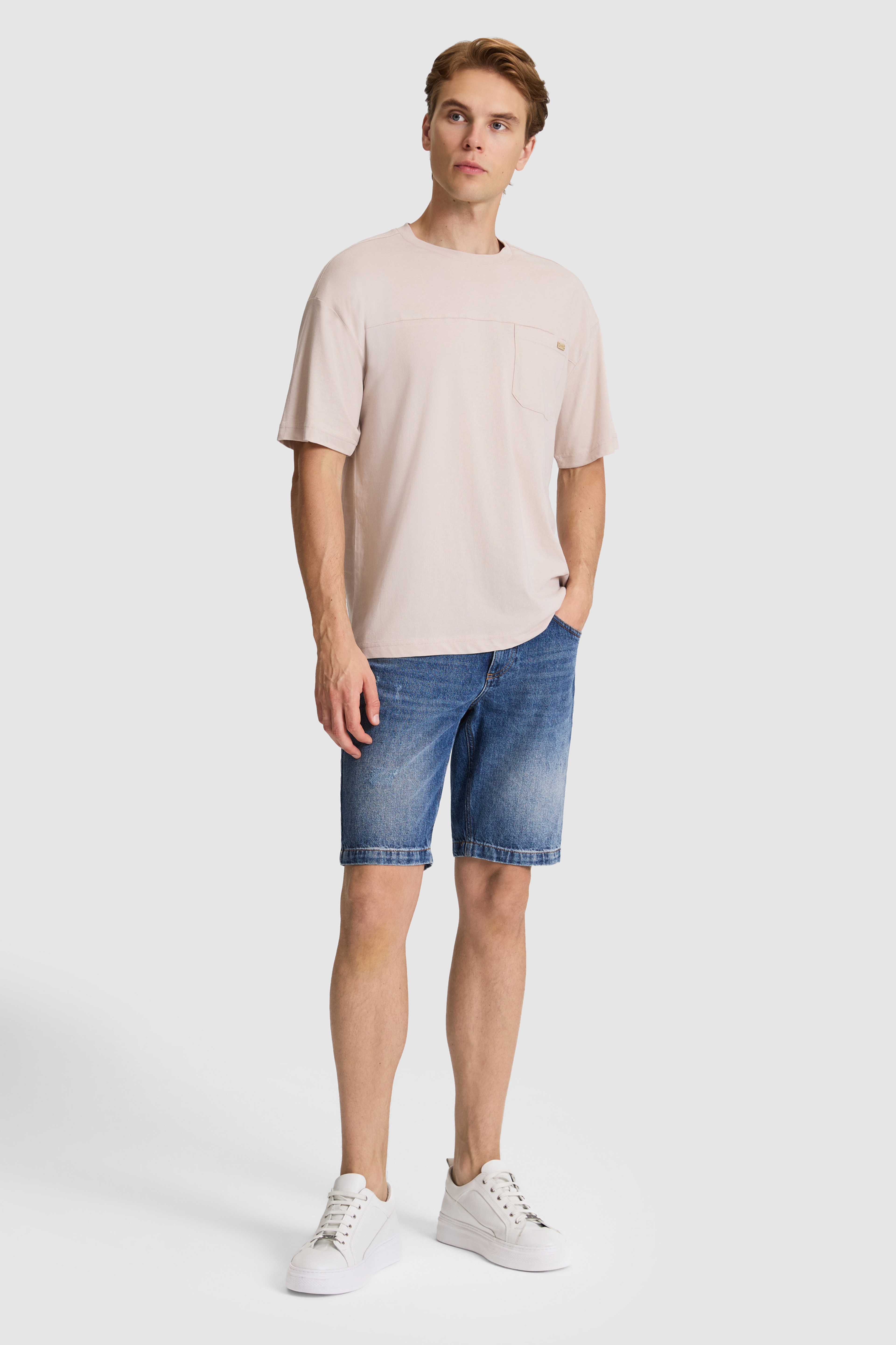 Erkek Taş Comfort Fit Bisiklet Yaka Tişört - Image 4