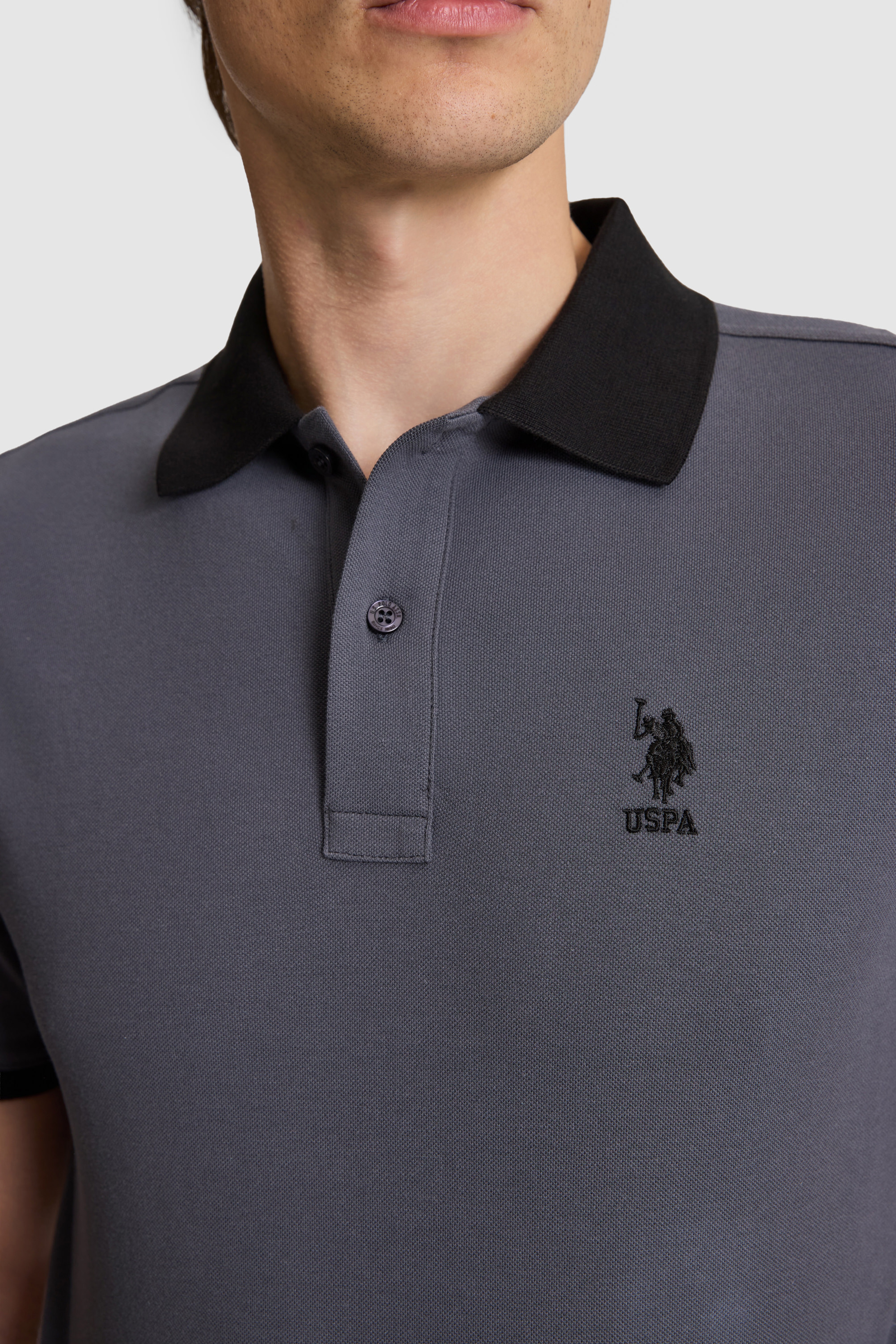 Erkek Antrasit Regular Fit Polo Yaka Basic Tişört