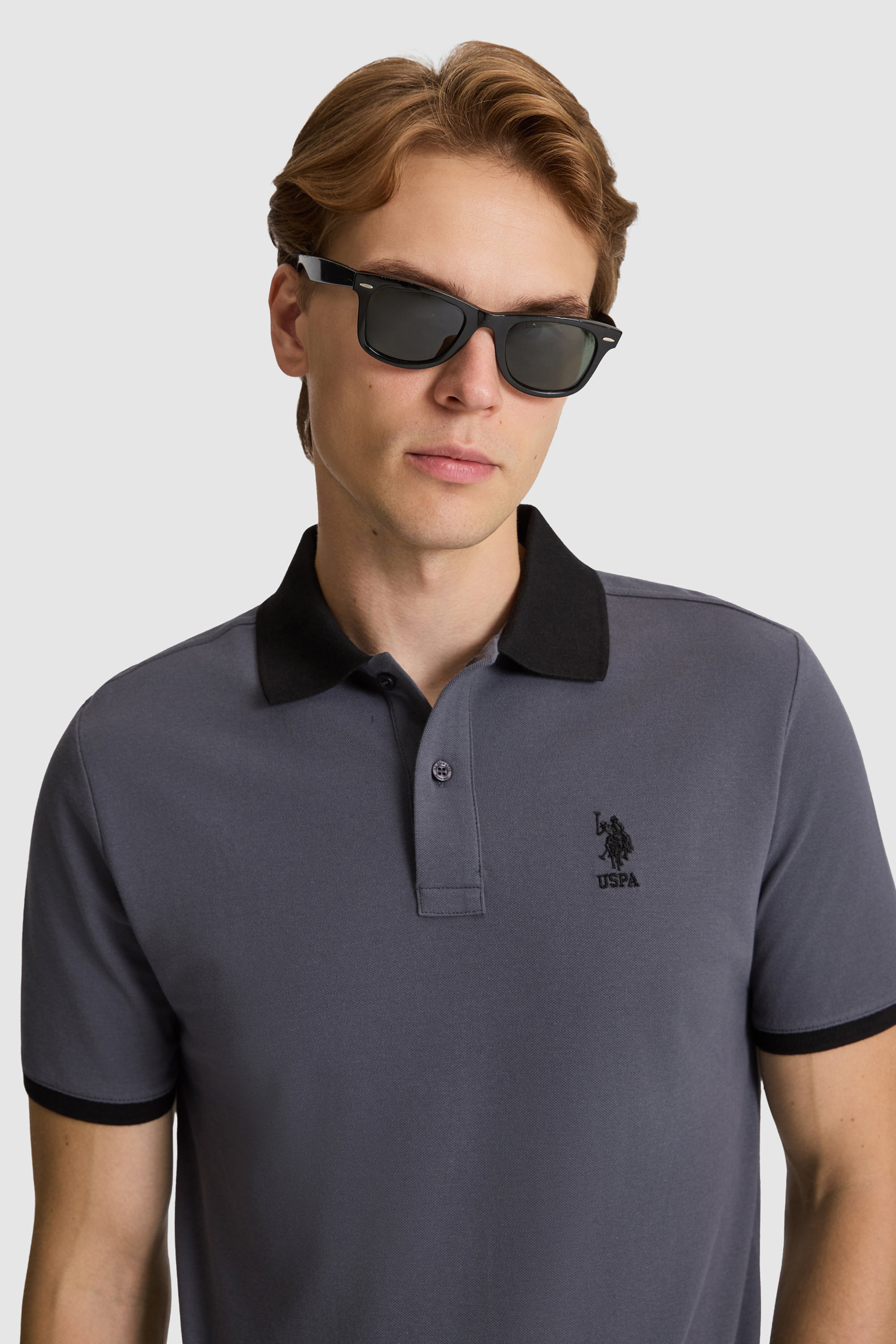 Erkek Antrasit Regular Fit Polo Yaka Basic Tişört - Image 2