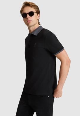 Erkek Siyah Regular Fit Polo Yaka Basic Tişört - 50326978045