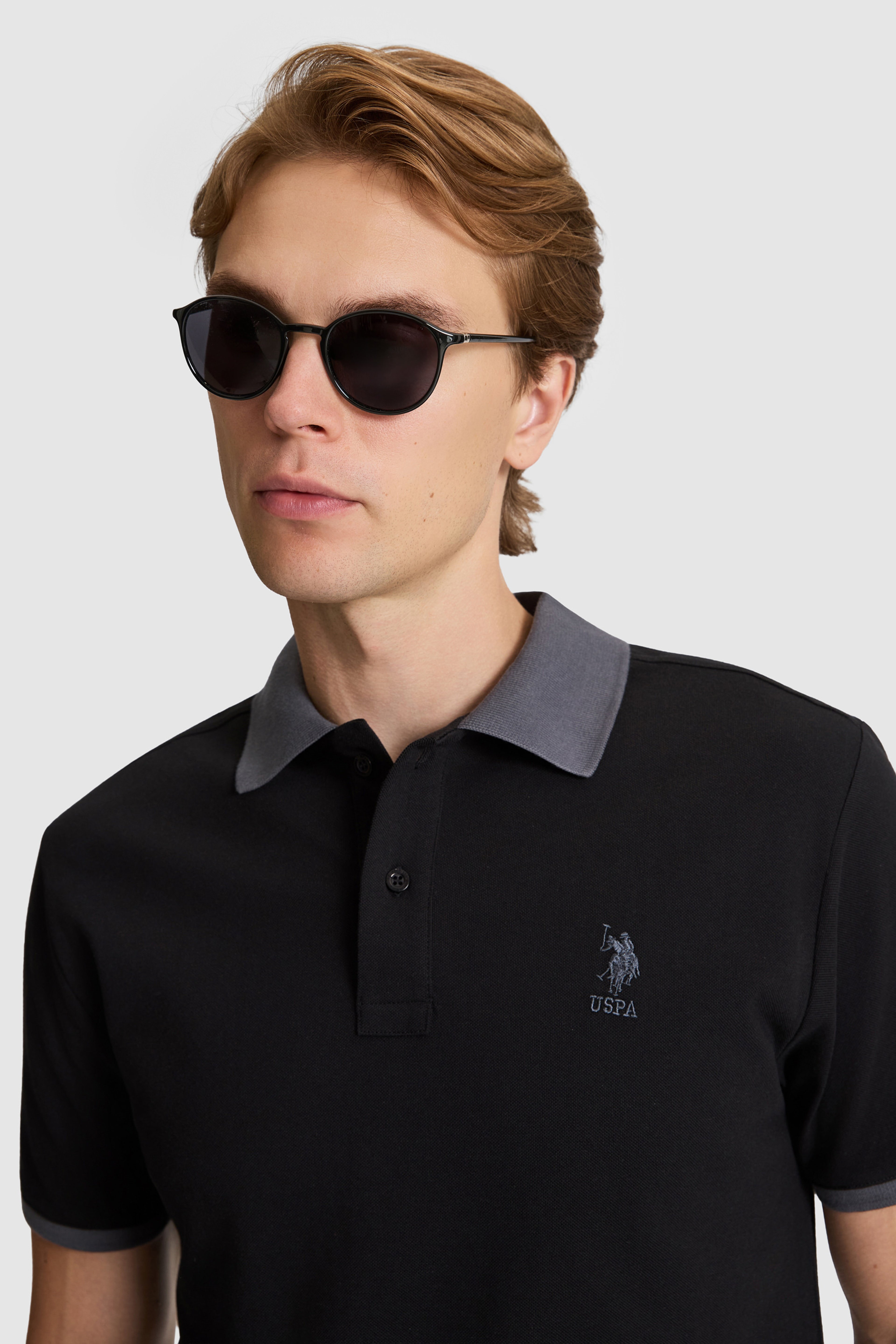 Erkek Siyah Regular Fit Polo Yaka Basic Tişört - Image 2