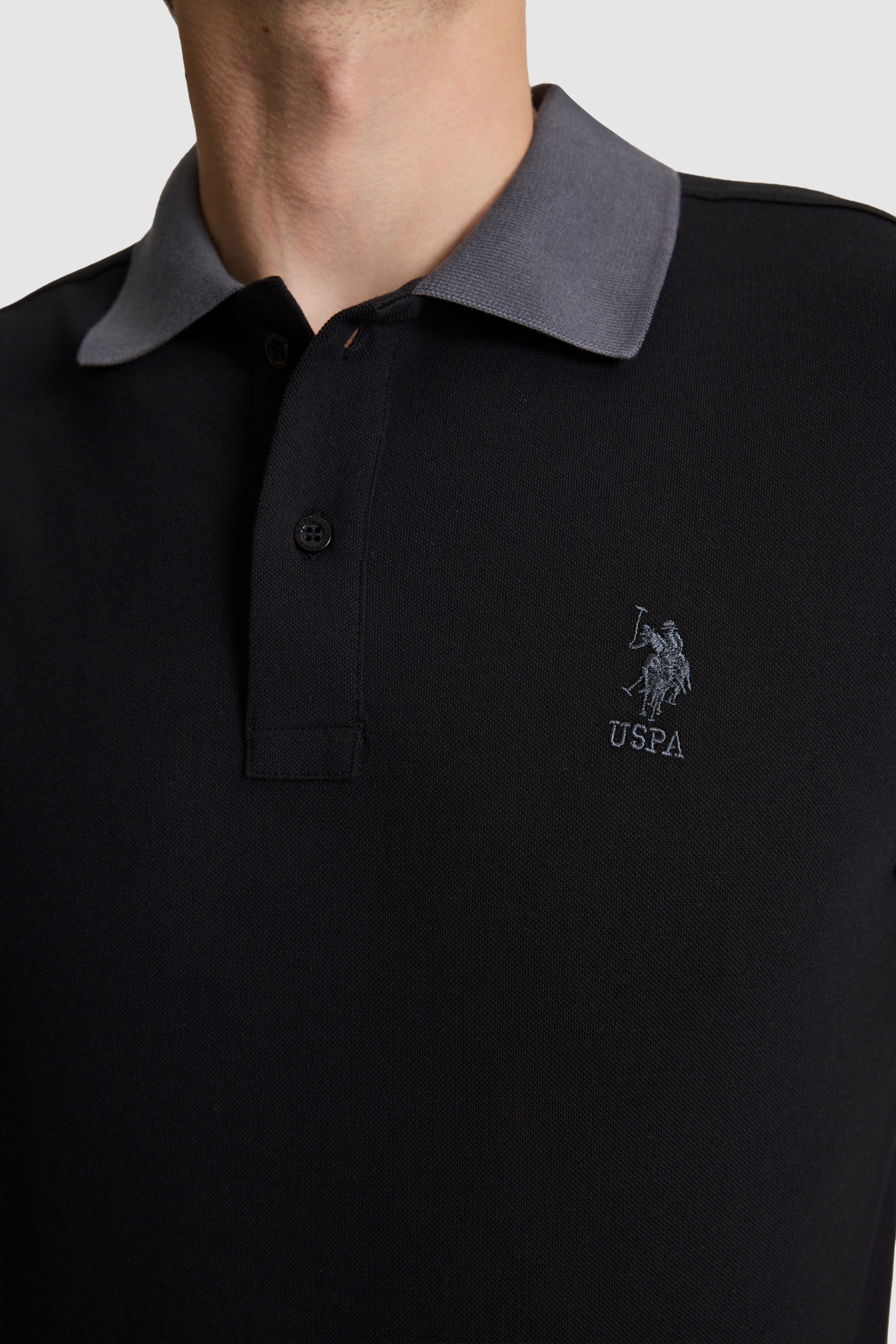 Erkek Siyah Regular Fit Polo Yaka Basic Tişört - Image 6