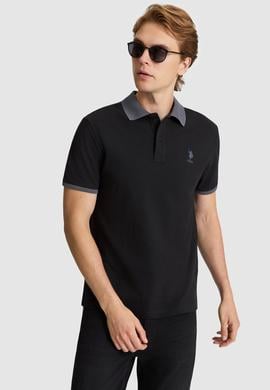 Erkek Siyah Regular Fit Polo Yaka Basic Tişört - 50326978045