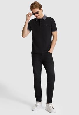 Erkek Siyah Regular Fit Polo Yaka Basic Tişört - 50326978045