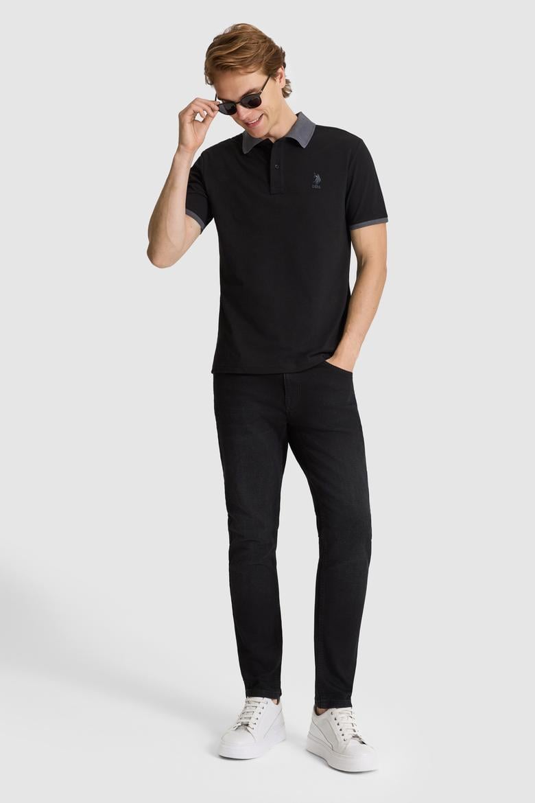 Erkek Siyah Regular Fit Polo Yaka Basic Tişört - 50326978045