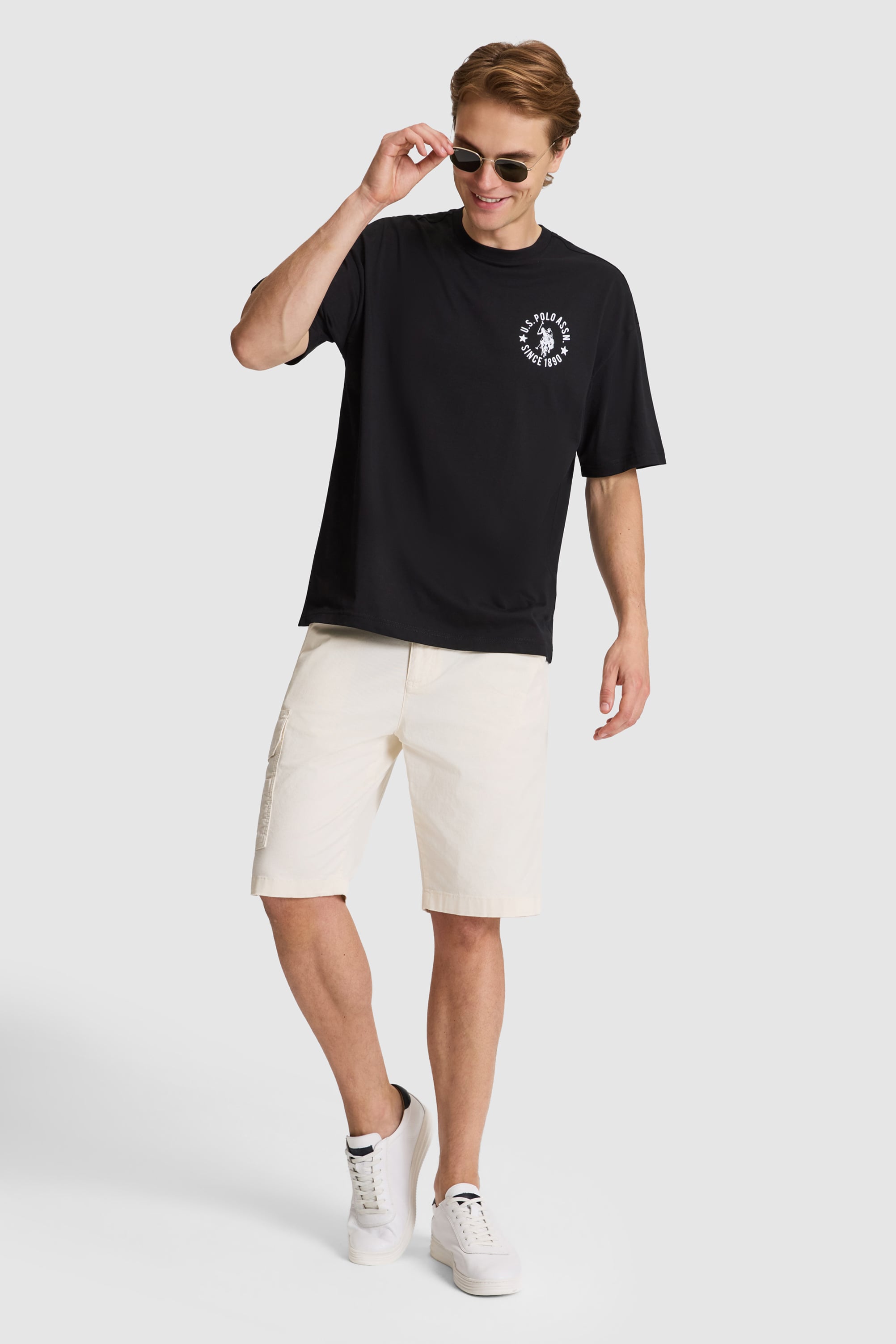 Erkek Siyah Oversize Fit Bisiklet Yaka Tişört - Image 4