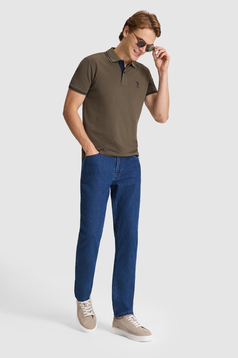 Erkek Koyu Haki Basic Tişört - 50326975157