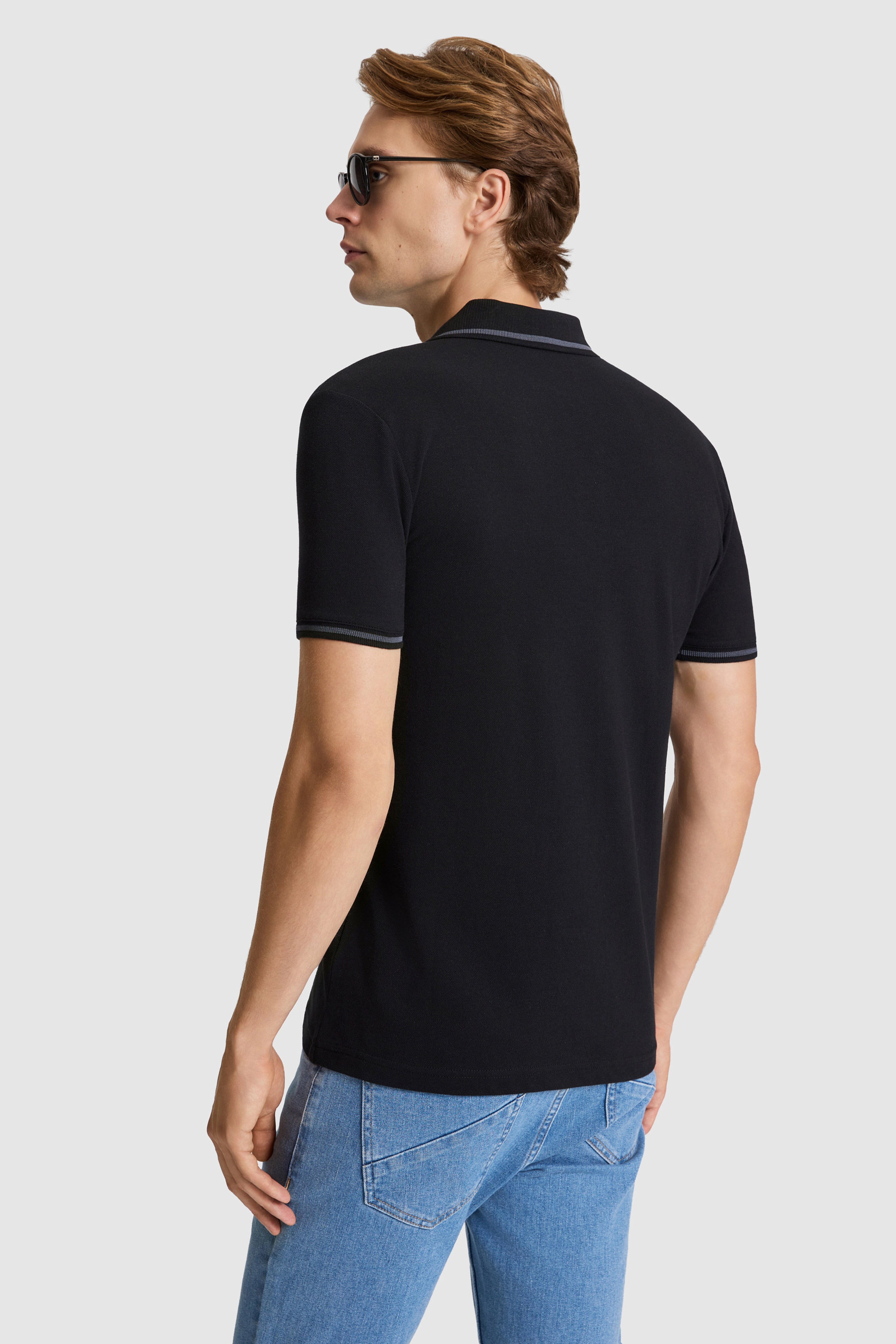 Erkek Siyah Slim Fit Polo Yaka Basic Tişört - Image 6