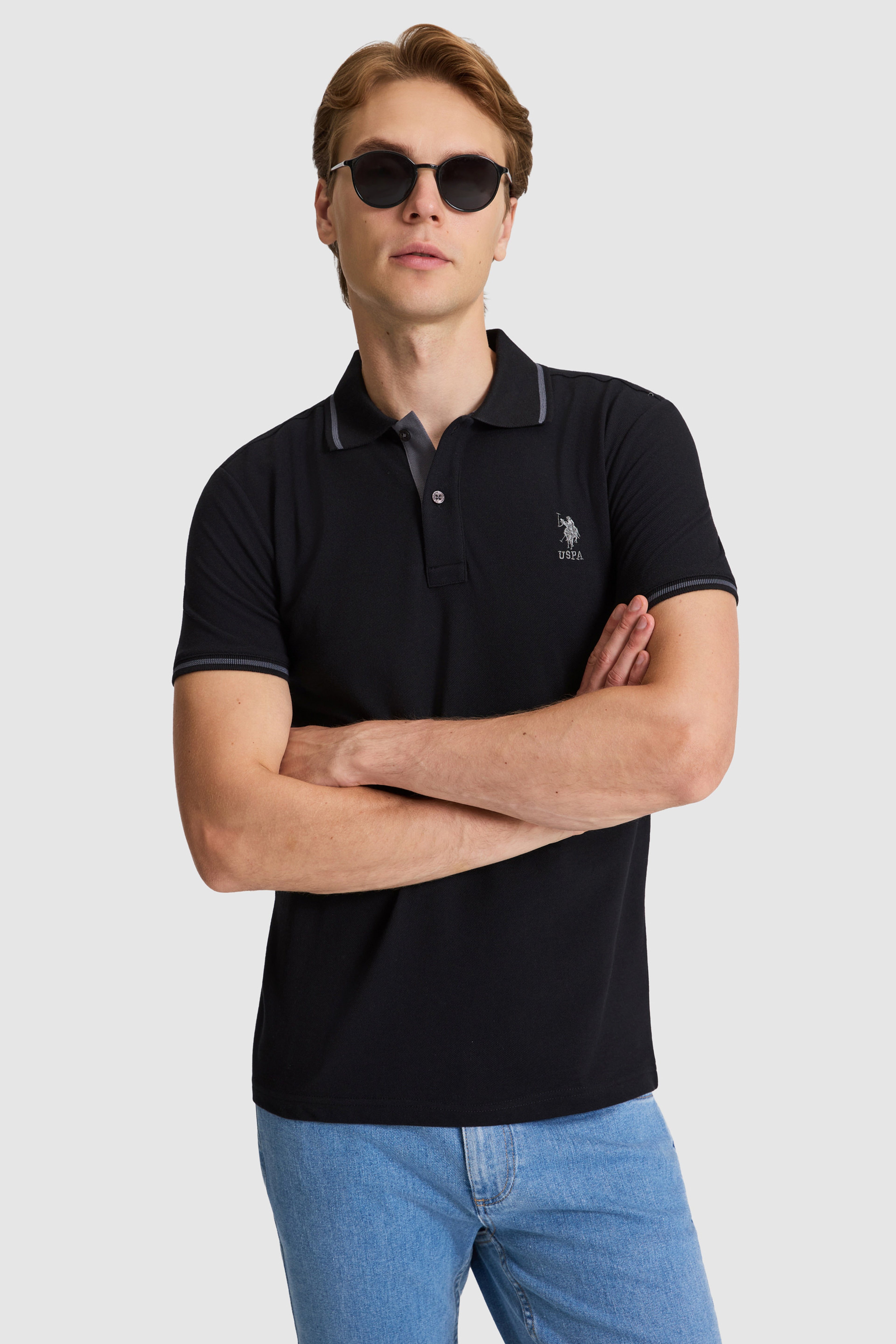 Erkek Siyah Slim Fit Polo Yaka Basic Tişört - Image 3