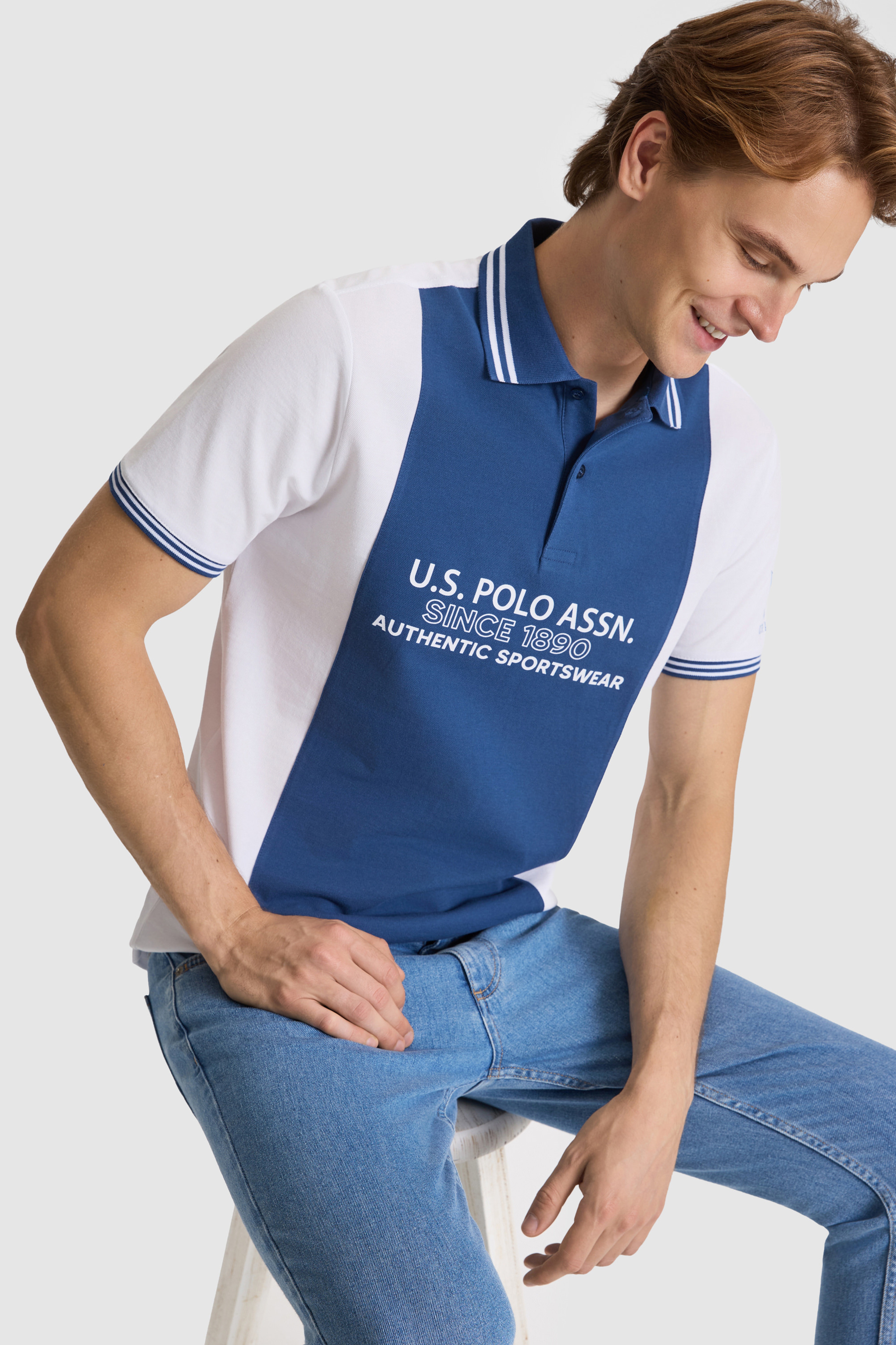 Erkek Açık Lacivert Regular Fit Polo Yaka Tişört - Image 1