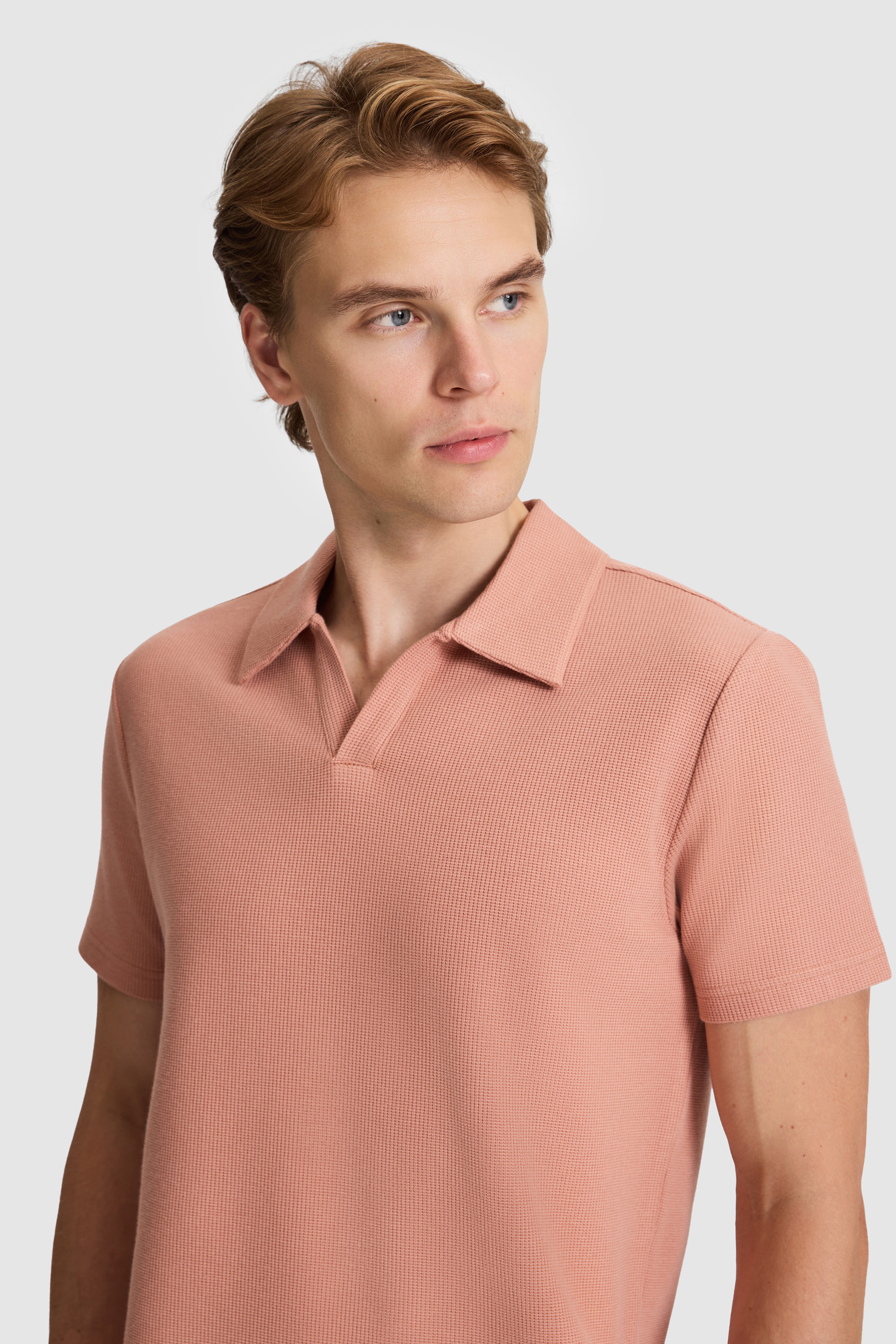 Erkek Pudra Regular Fit Polo Yaka Tişört - Image 2