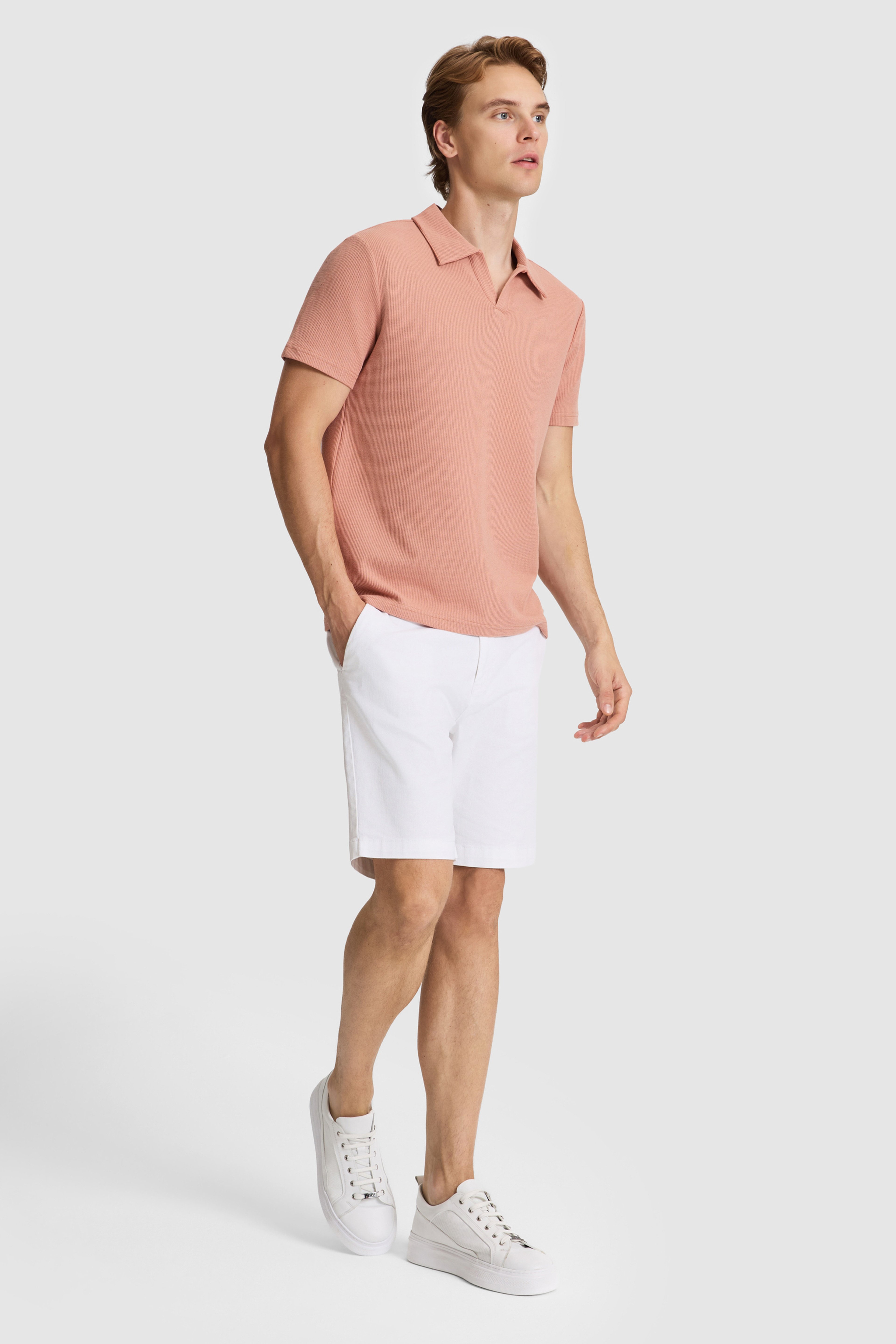 Erkek Pudra Regular Fit Polo Yaka Tişört