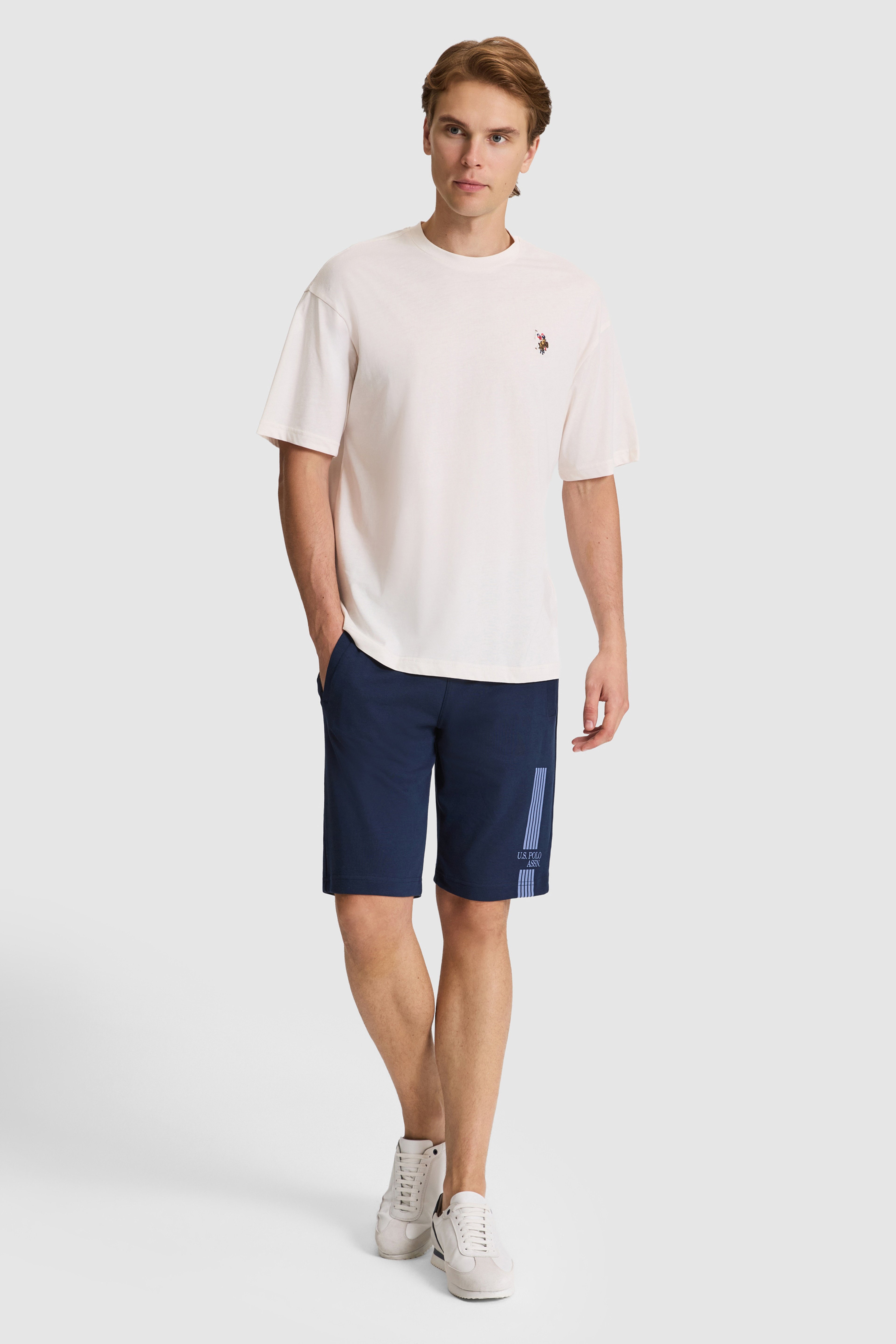 Erkek Krem Comfort Fit Bisiklet Yaka Basic Tişört - Image 4