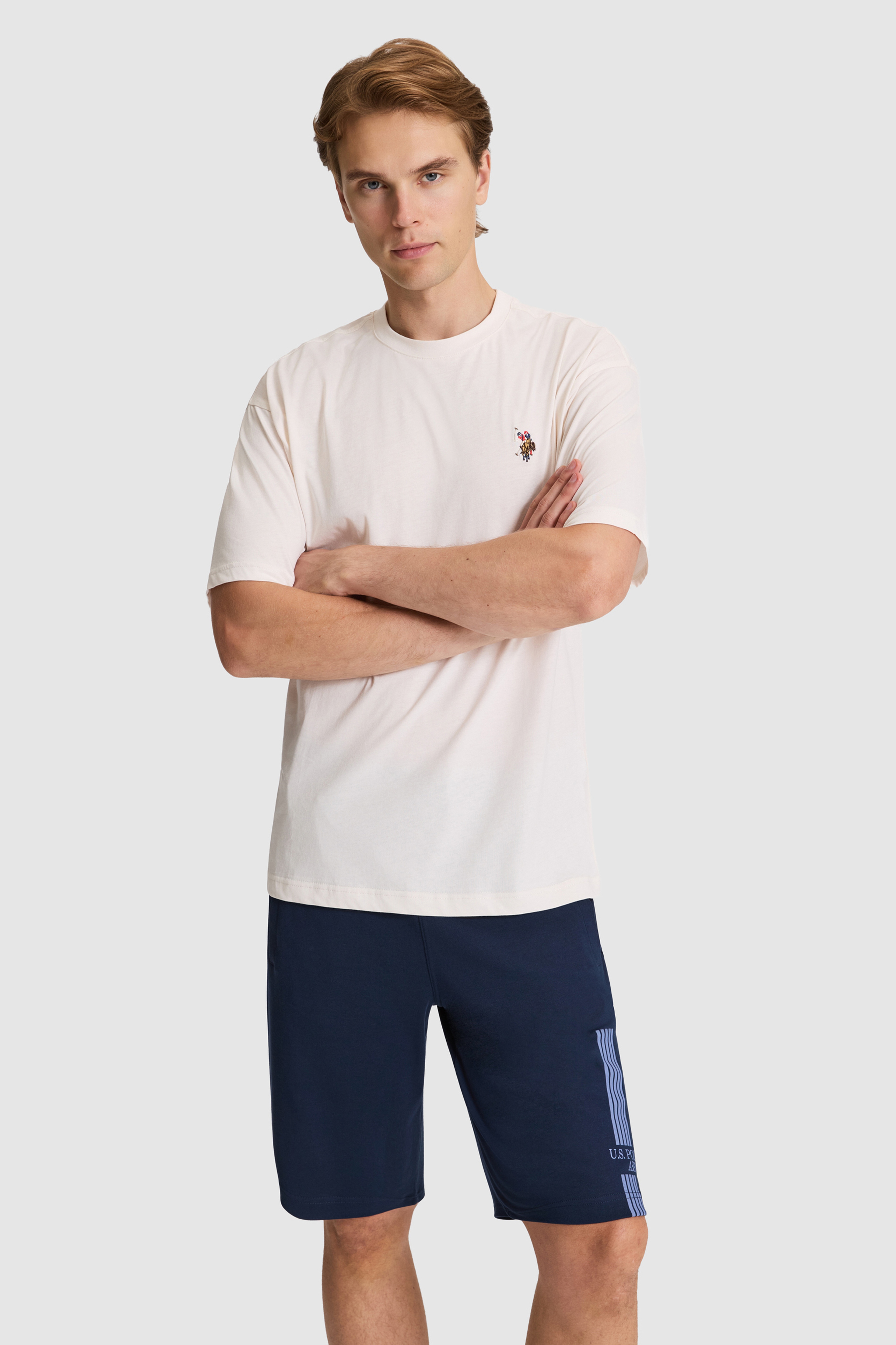 Erkek Krem Comfort Fit Bisiklet Yaka Basic Tişört - Image 3