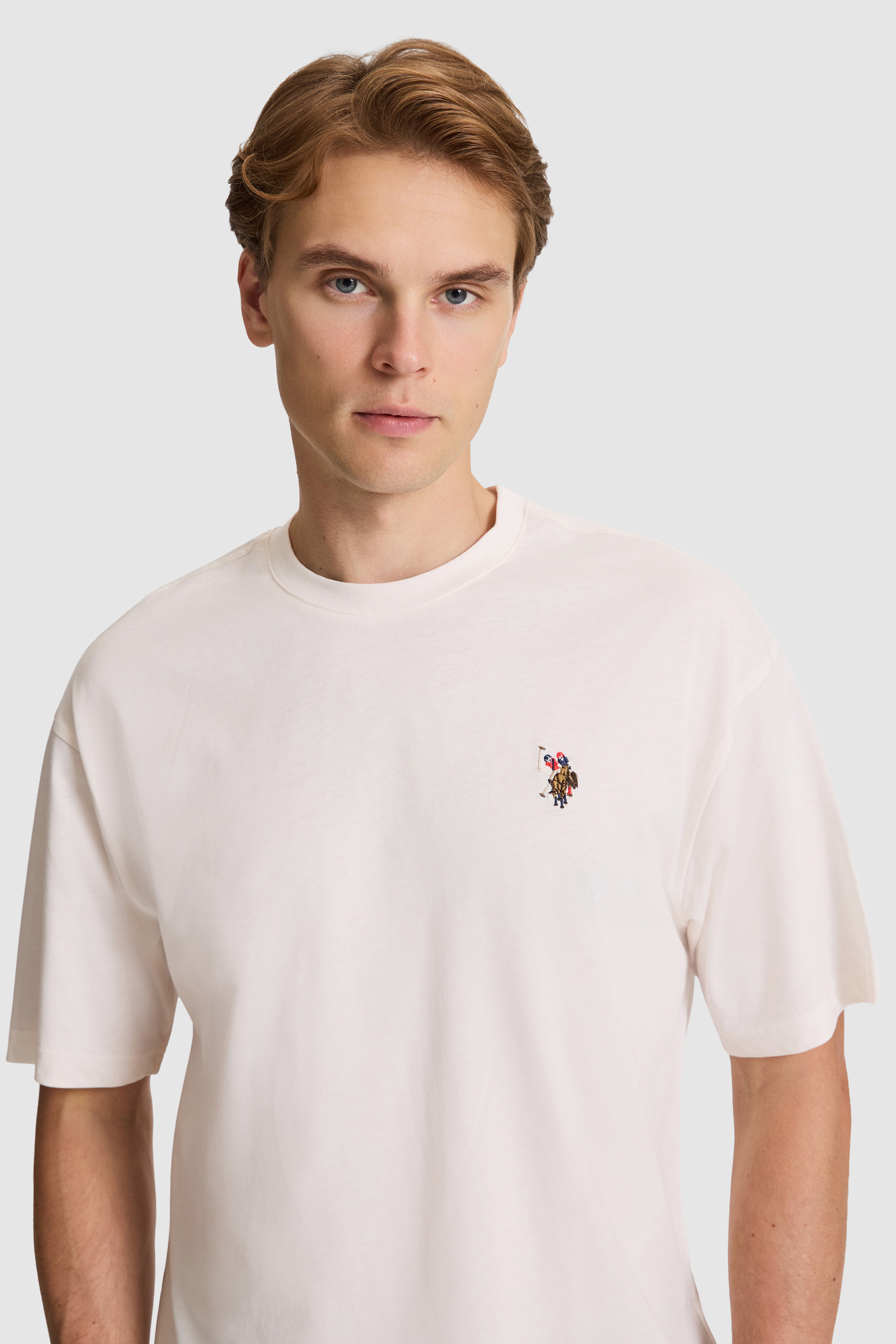 Erkek Krem Comfort Fit Bisiklet Yaka Basic Tişört - Image 2