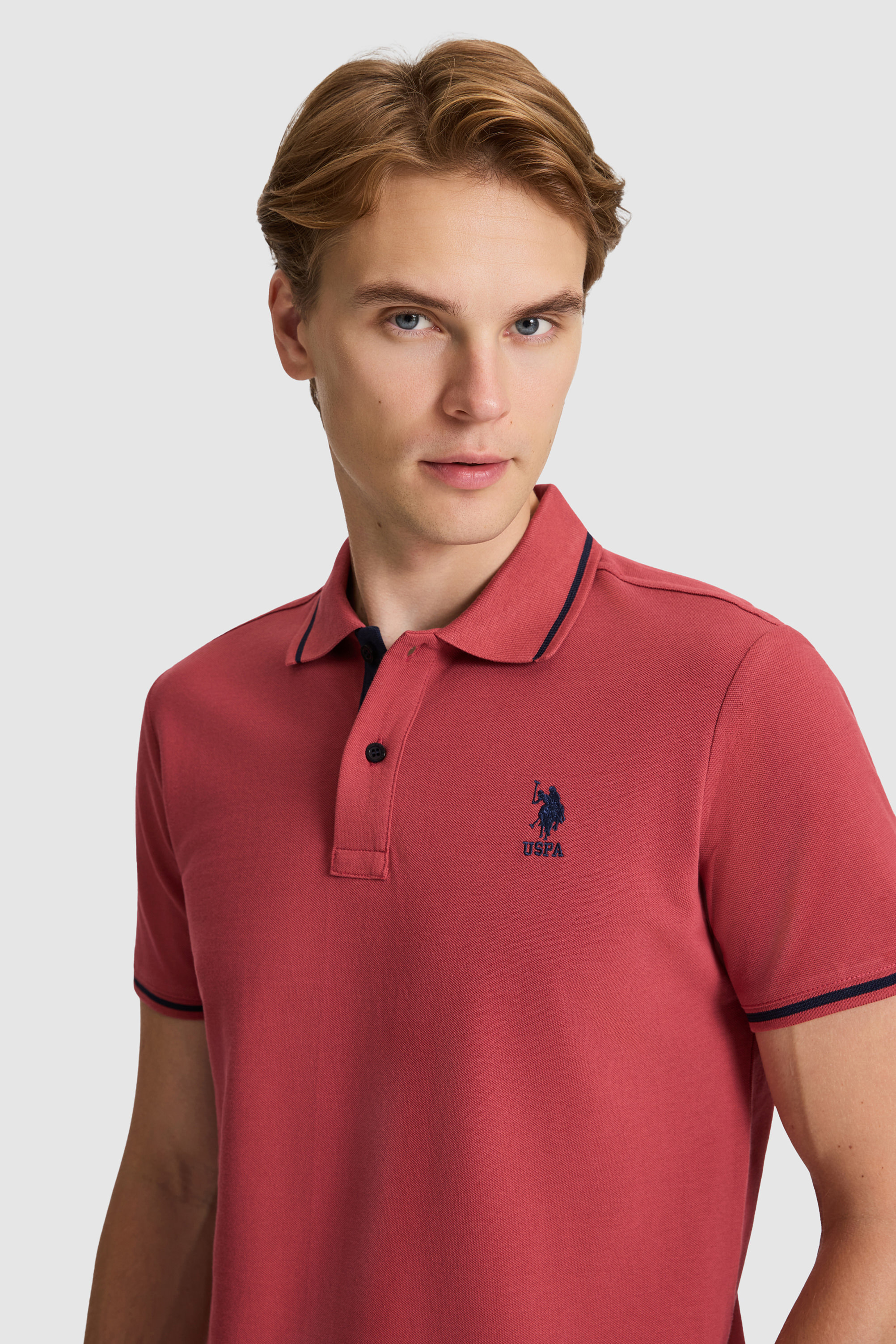 Erkek Vişne Slim Fit Polo Yaka Basic Tişört