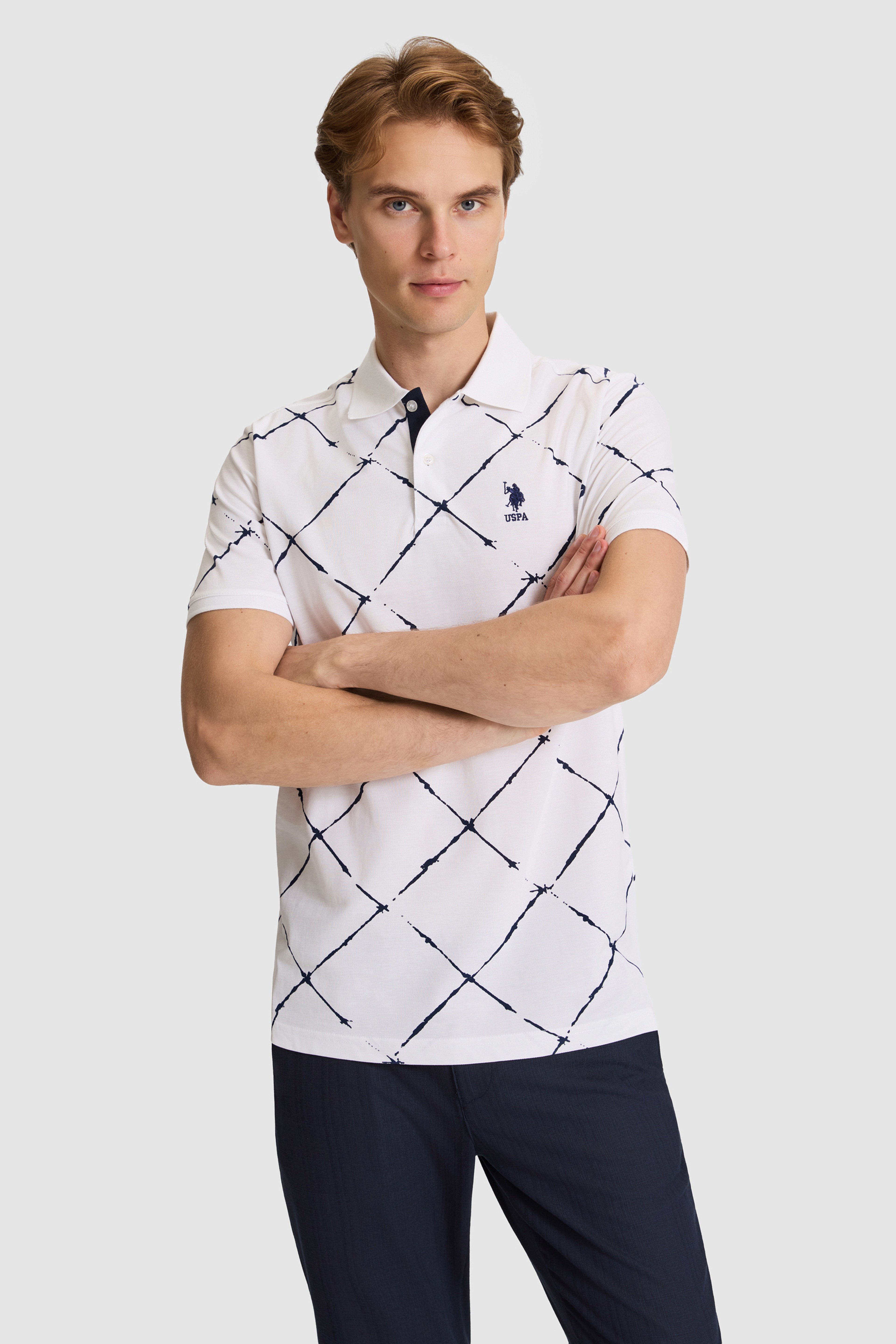 Erkek Beyaz Regular Fit Polo Yaka Tişört - Image 3