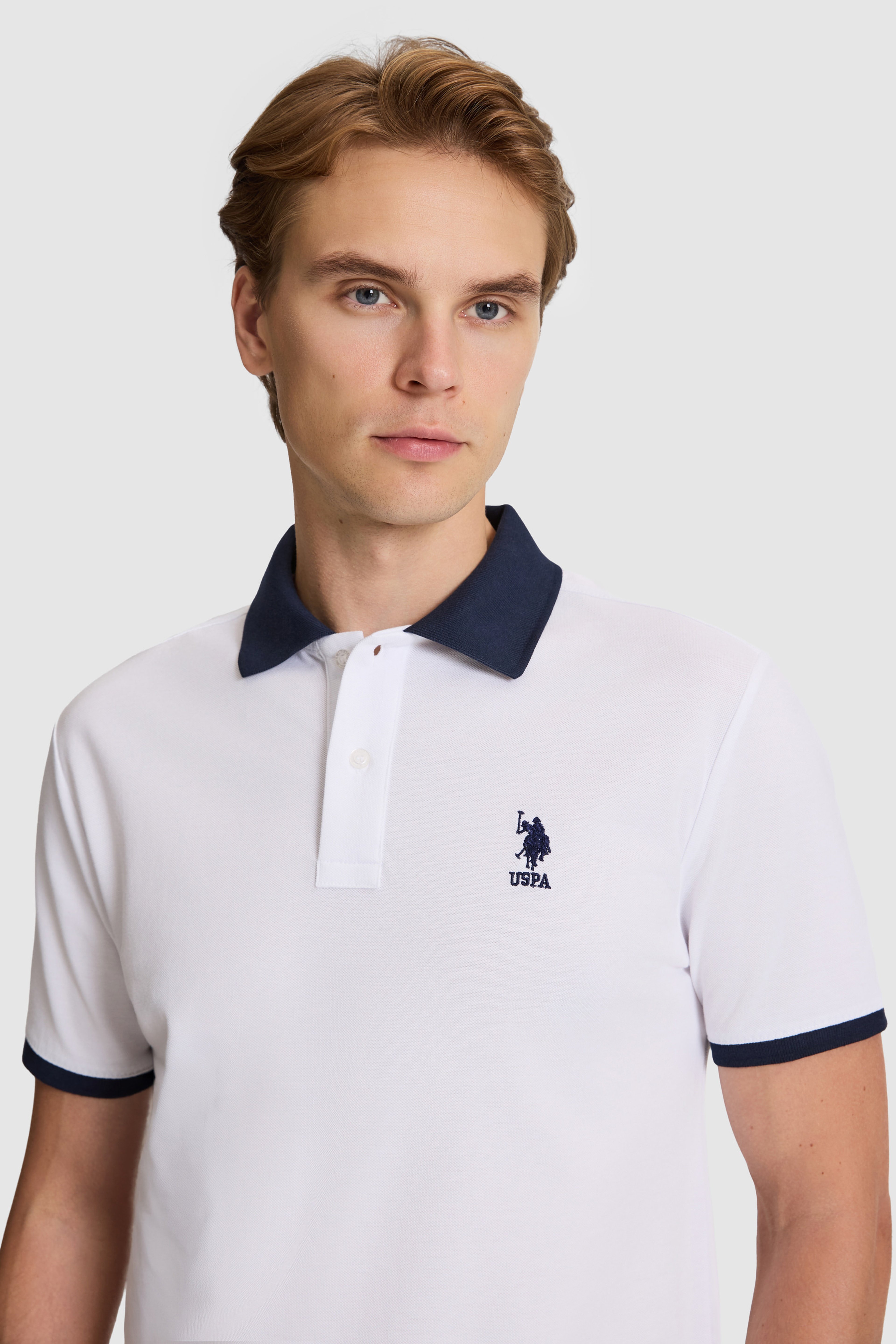 Erkek Beyaz Regular Fit Polo Yaka Basic Tişört