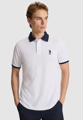 Erkek Beyaz Regular Fit Polo Yaka Basic Tişört - 50326978012