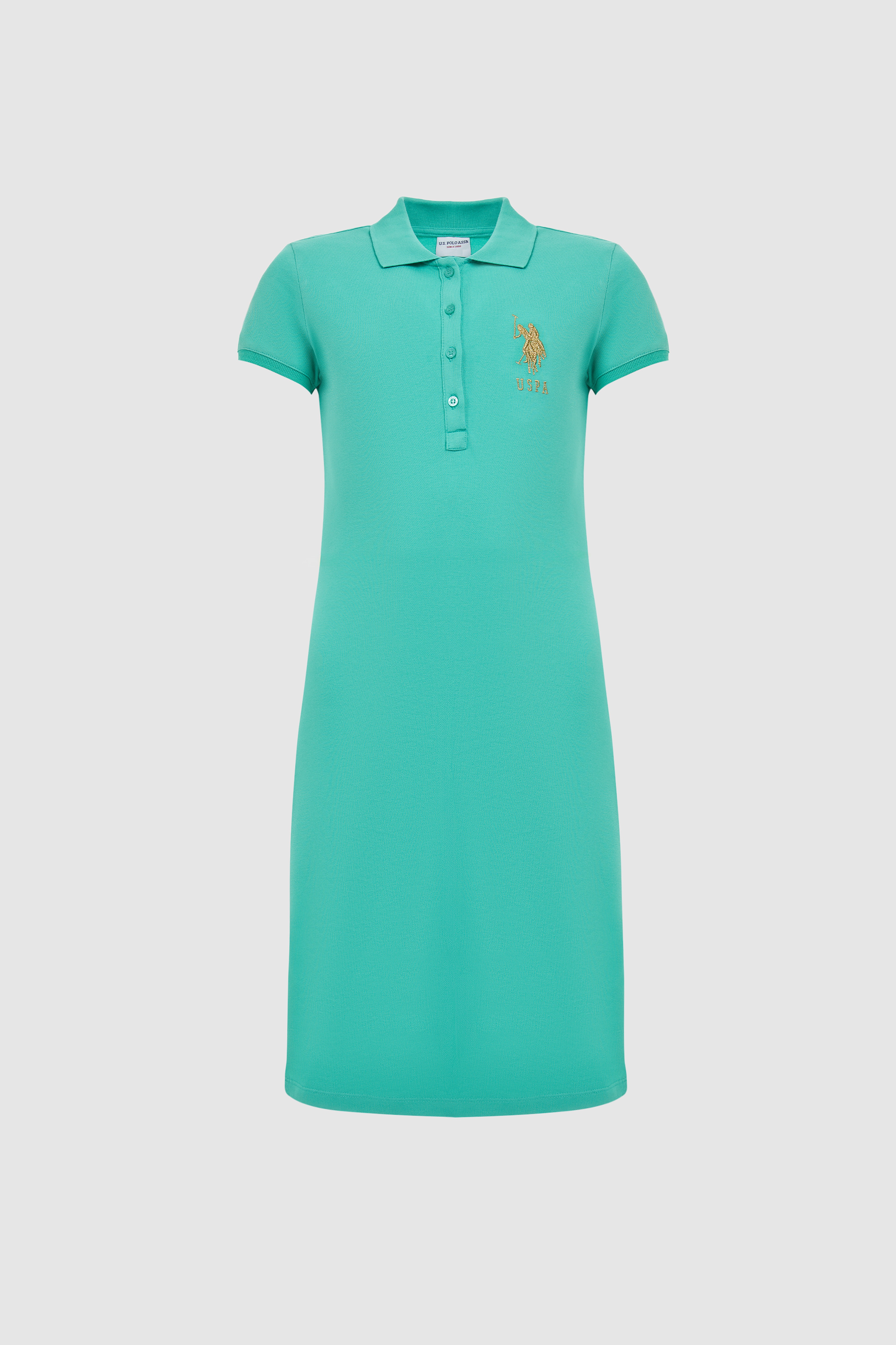 Kadın Mint Polo Yaka Mini Boy Örme Elbise - Image 7