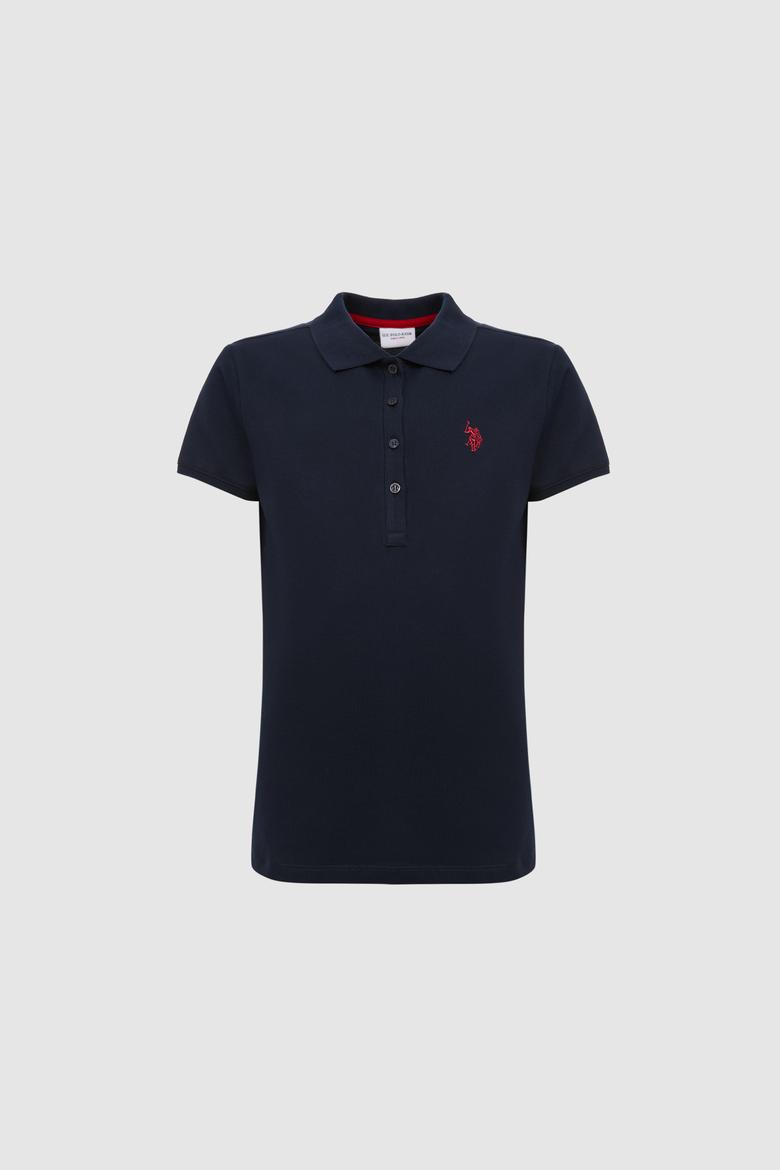 Kadın Lacivert Polo Yaka Basic Tişört - 50321818083