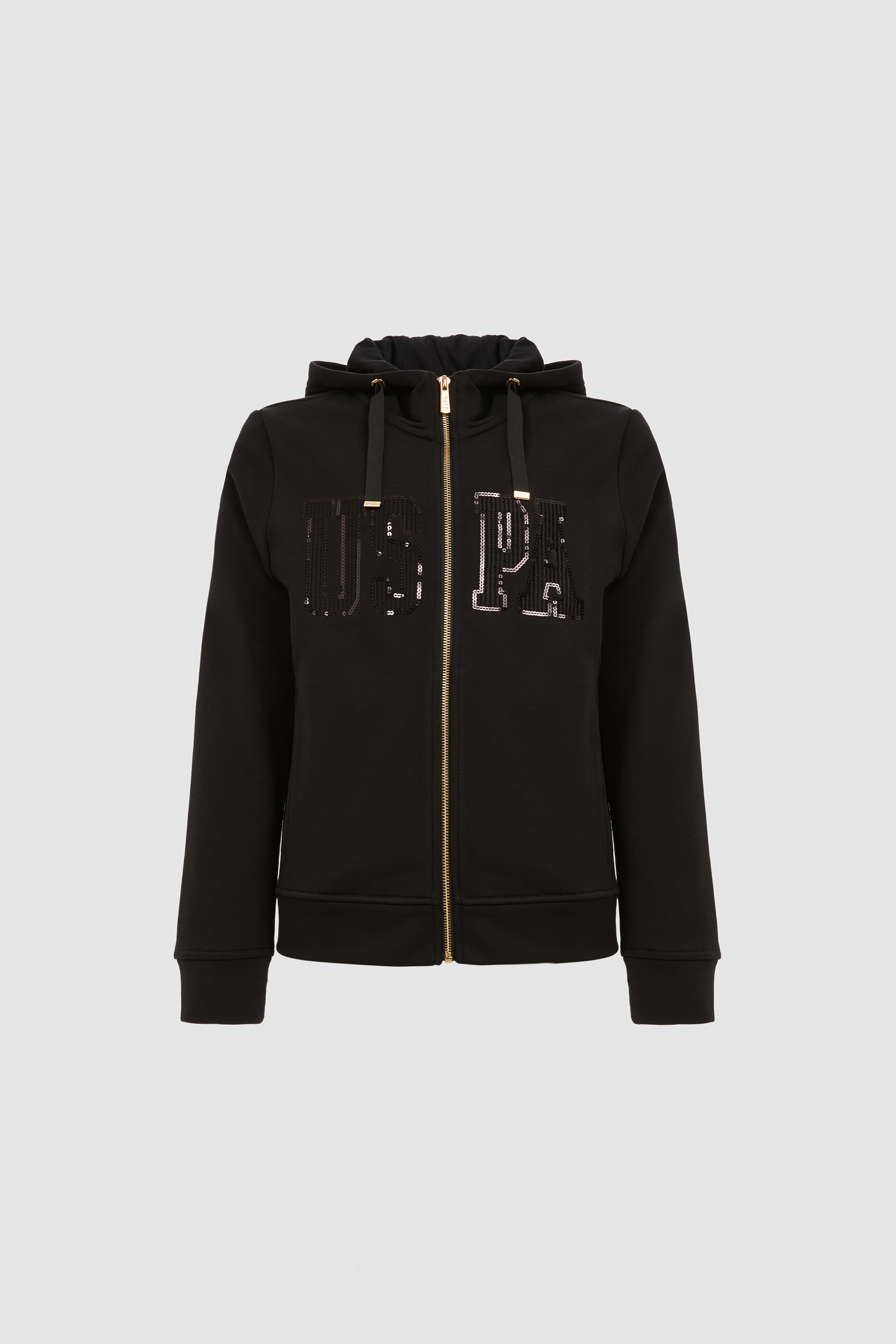 Kadın Siyah Fermuarlı Kapüşonlu Basic Sweatshirt - Image 7