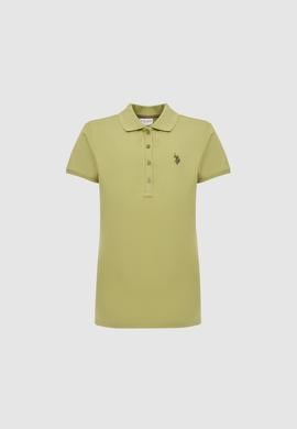 Kadın Yeşil Polo Yaka Basic Tişört - 50321818047