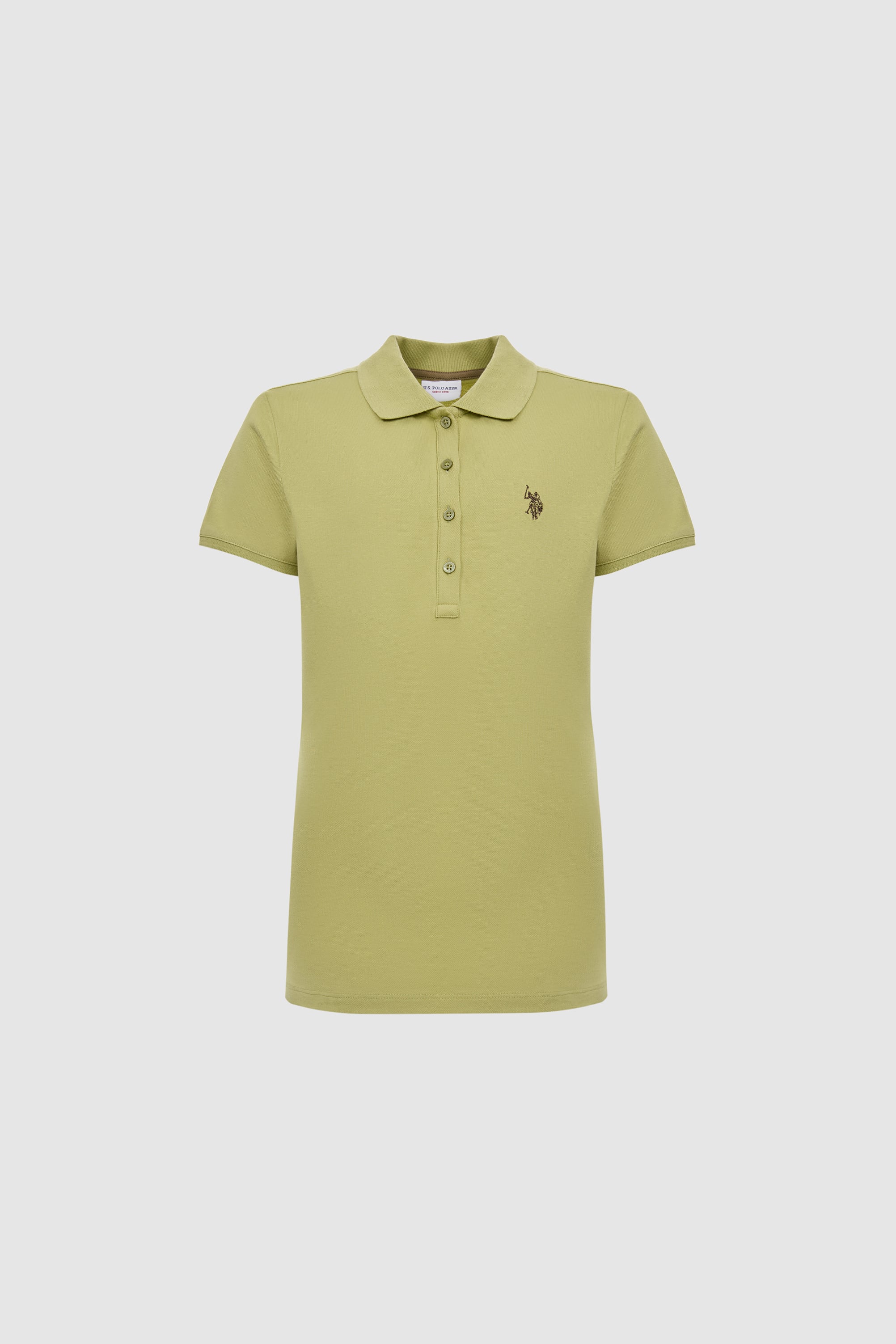 Kadın Yeşil Polo Yaka Basic Tişört - Image 7