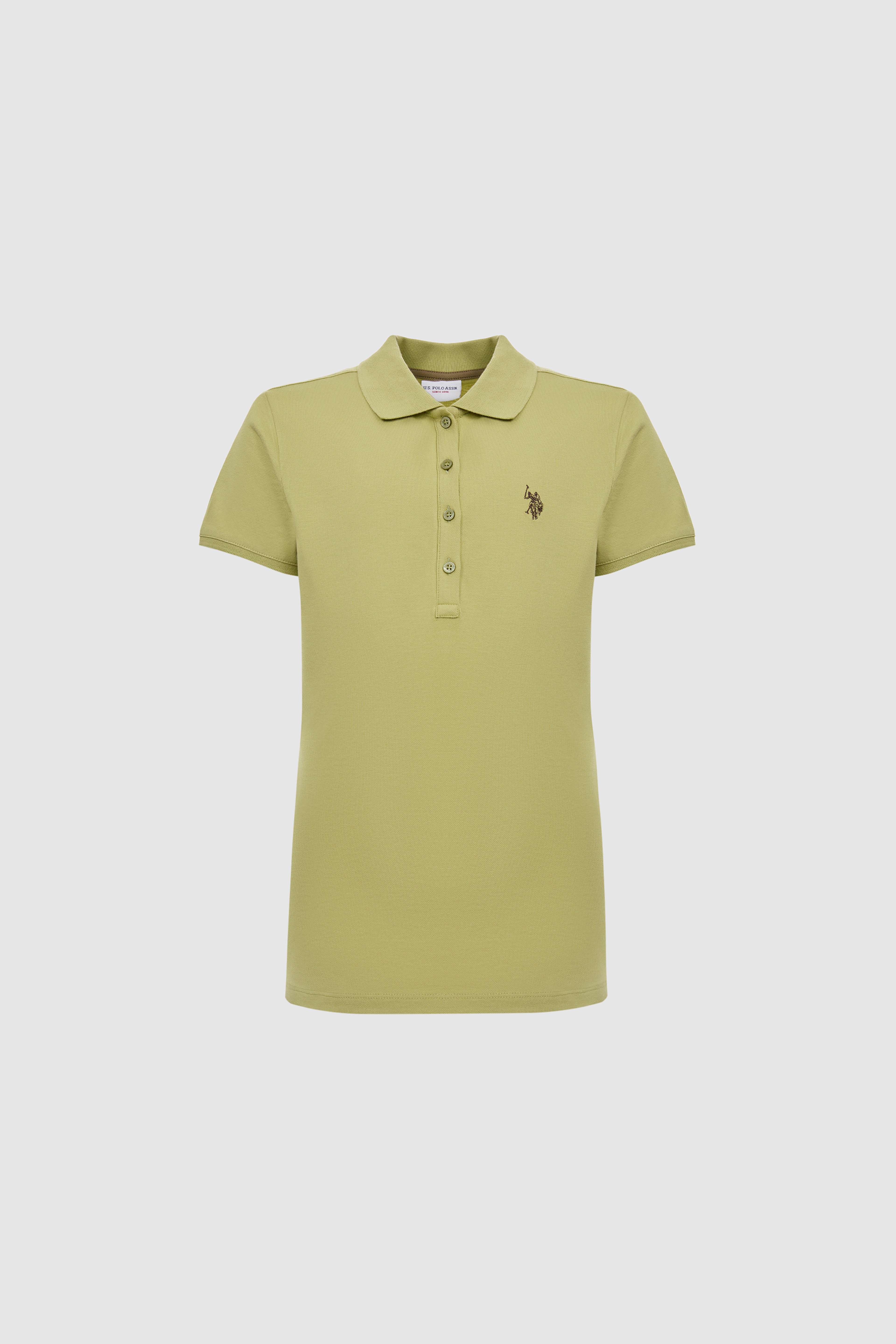 Kadın Yeşil Polo Yaka Basic Tişört