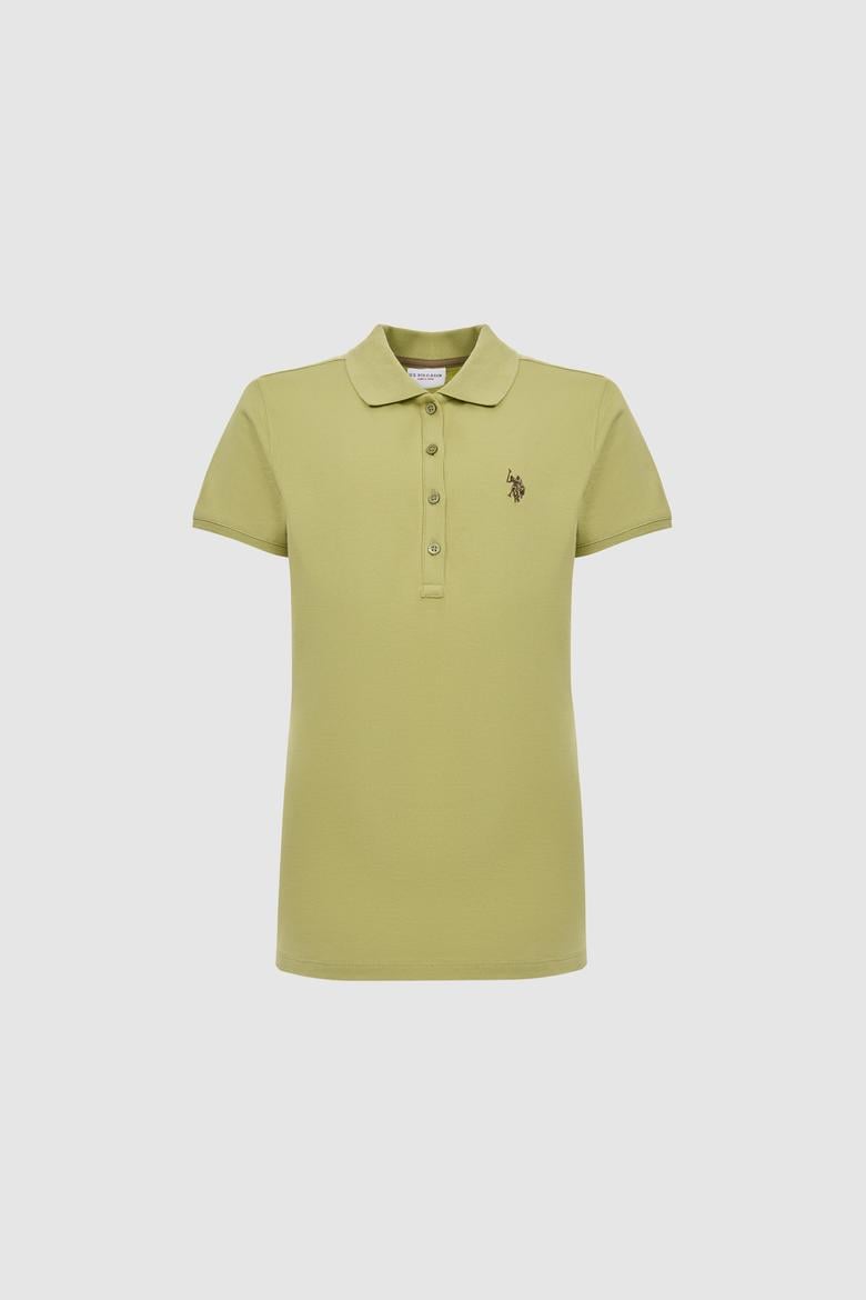 Kadın Yeşil Polo Yaka Basic Tişört - 50321818047