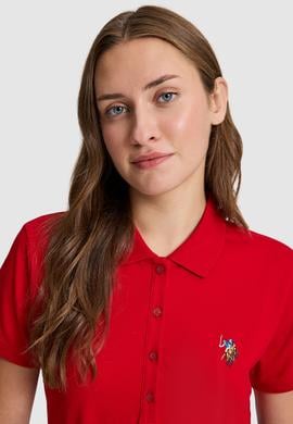 Kadın Kırmızı Polo Yaka Basic Tişört - 50323575013