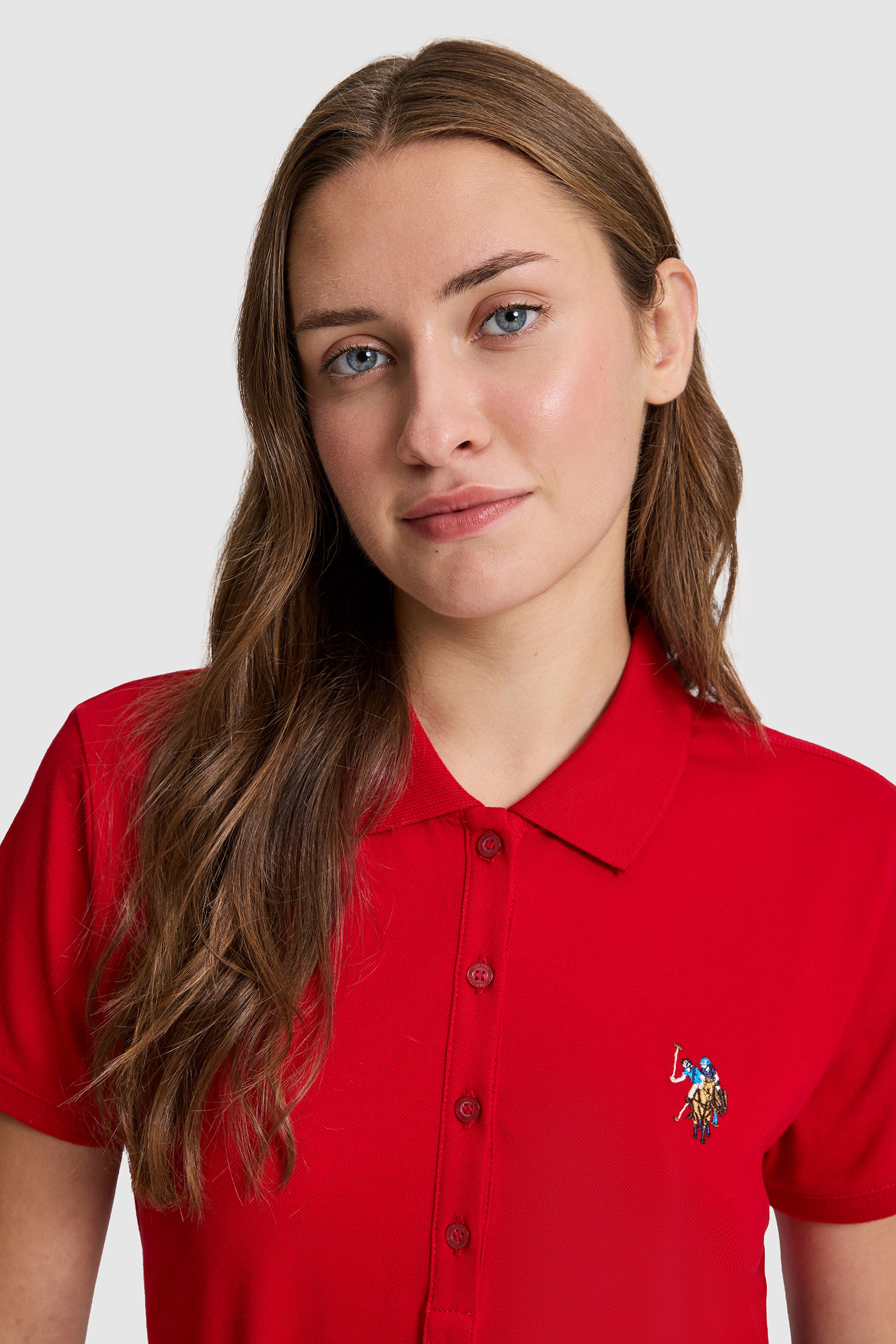 Kadın Kırmızı Polo Yaka Basic Tişört