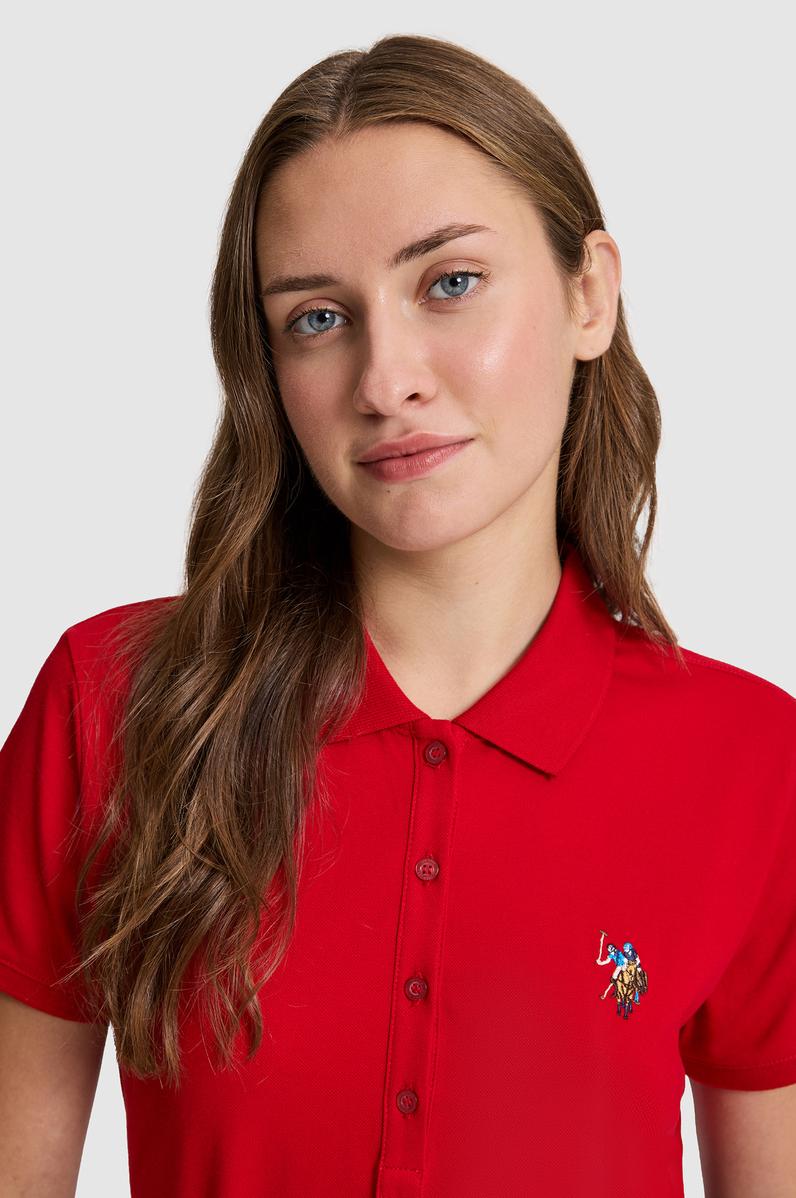 Kadın Kırmızı Polo Yaka Basic Tişört