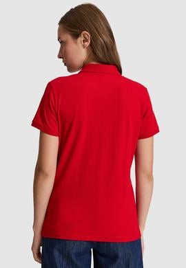 Kadın Kırmızı Polo Yaka Basic Tişört - 50323575013
