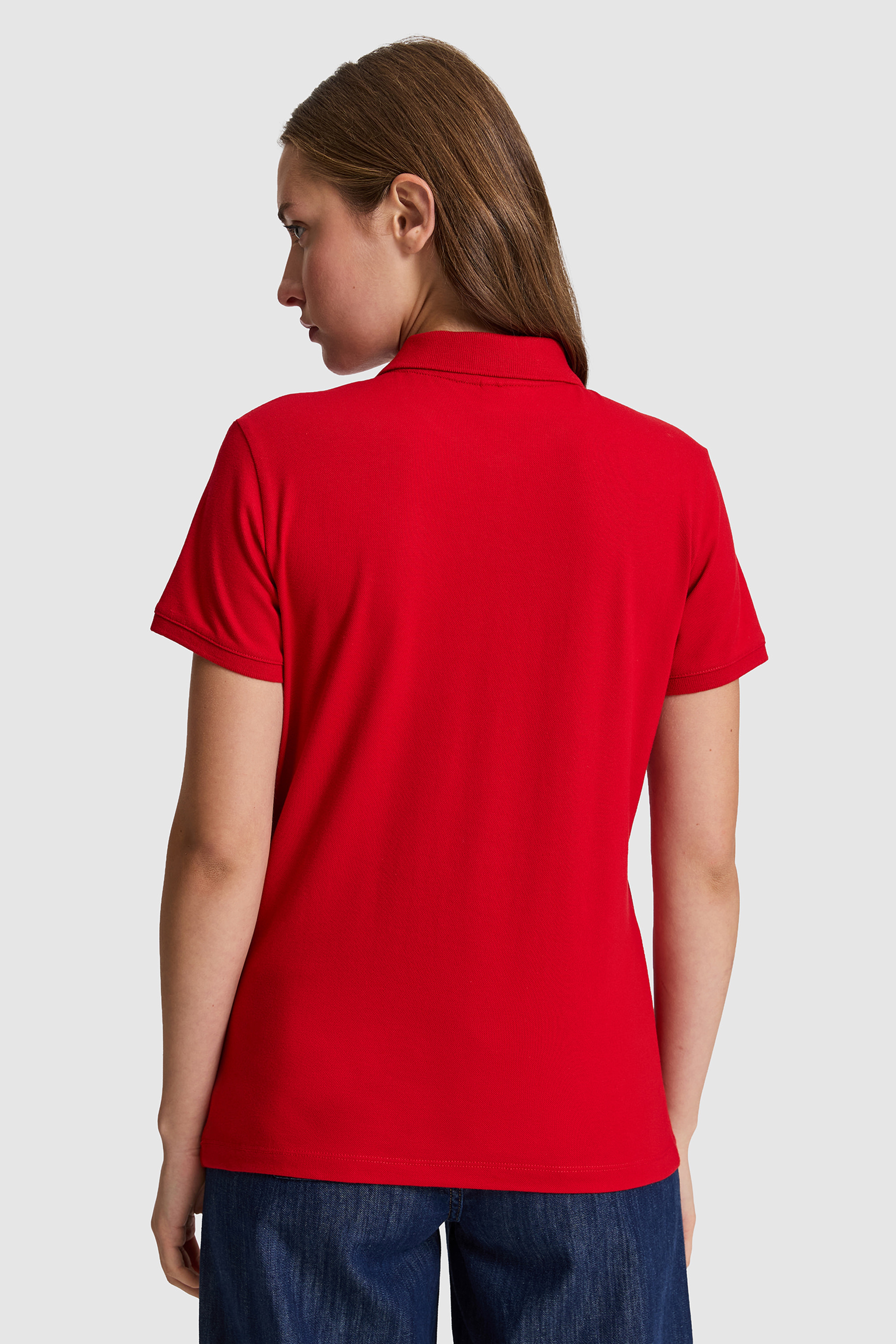 Kadın Kırmızı Polo Yaka Basic Tişört