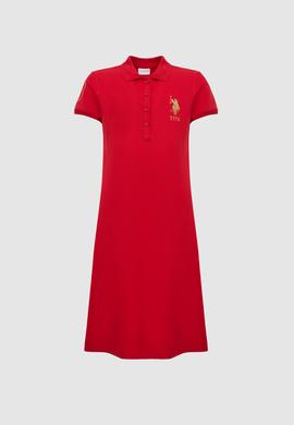 Kadın Kırmızı Polo Yaka Mini Boy Örme Elbise - 50297457048